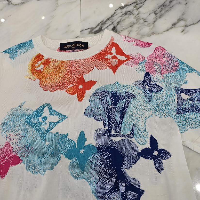 LOUIS VUITTON 2021SS White Multicolor Watercolor Monogram Tee 1A8QWB Size M ルイヴィトン ホワイトマルチカラー ウォーターカラー モノグラム Tシャツ サイズM
