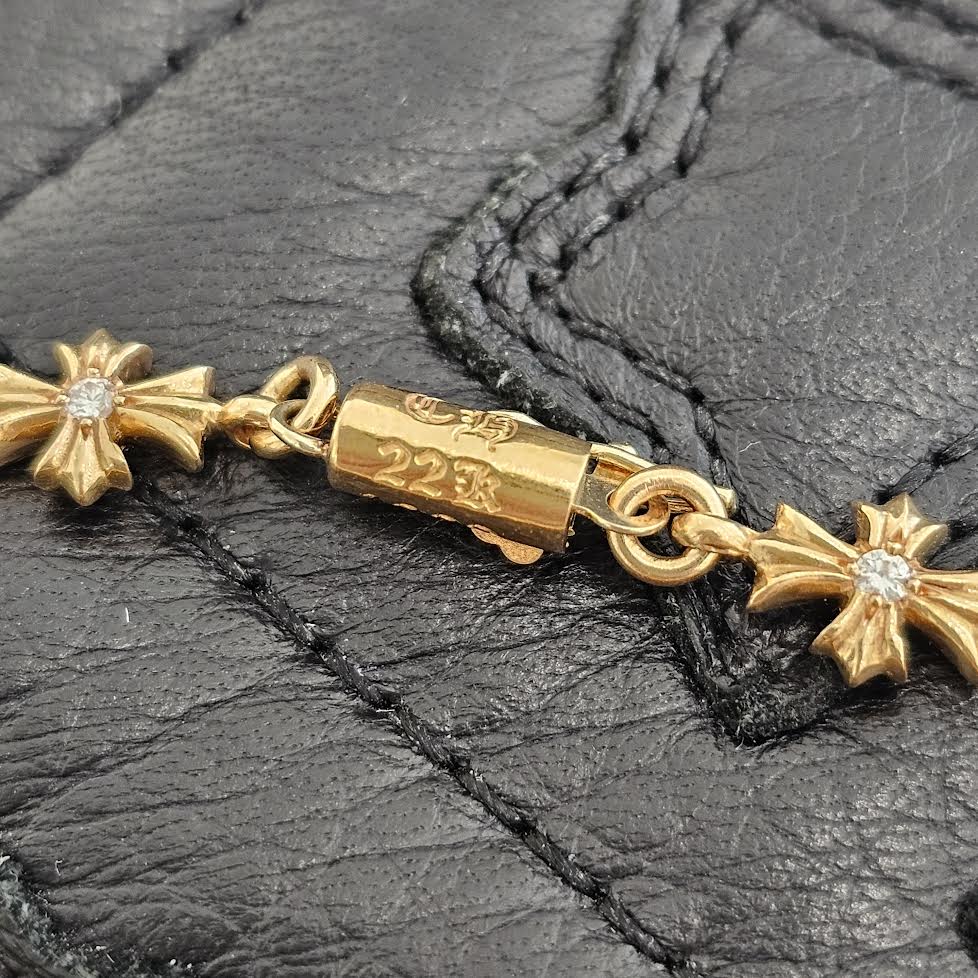 CHROME HEARTS 22K Tiny E Diamond CH Plus Bracelet 12 LINK クロム