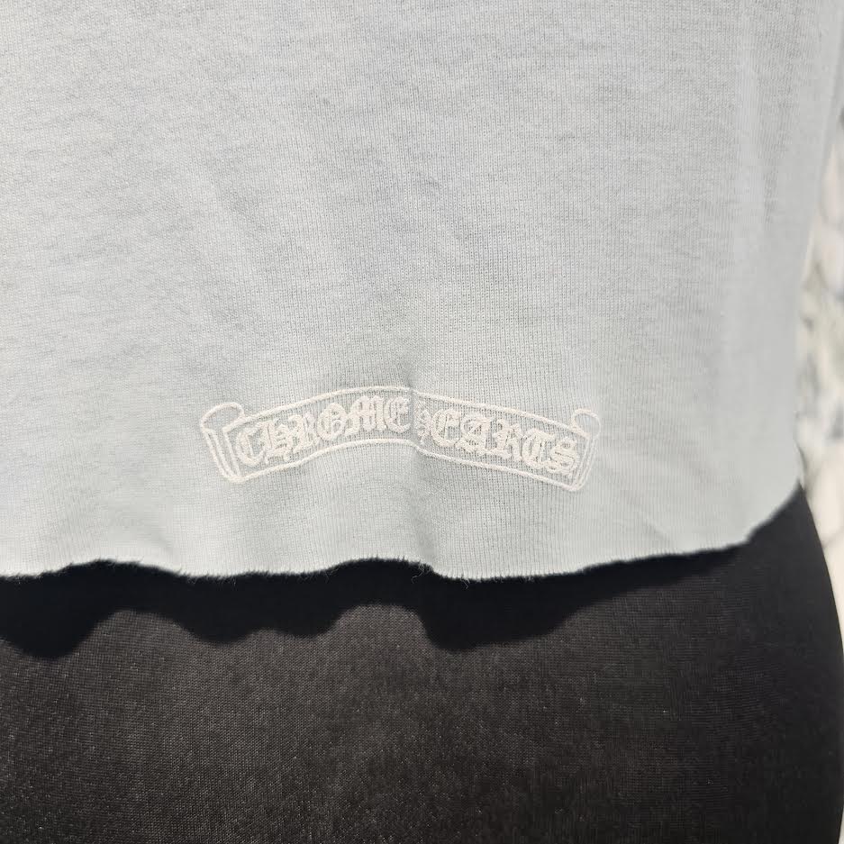 CHROME HEARTS × DIPPED IN BLUE Logo Print Cropped Tee Size L クロムハーツ × ディップドインブルー ロゴプリント クロップド Tシャツ サイズL