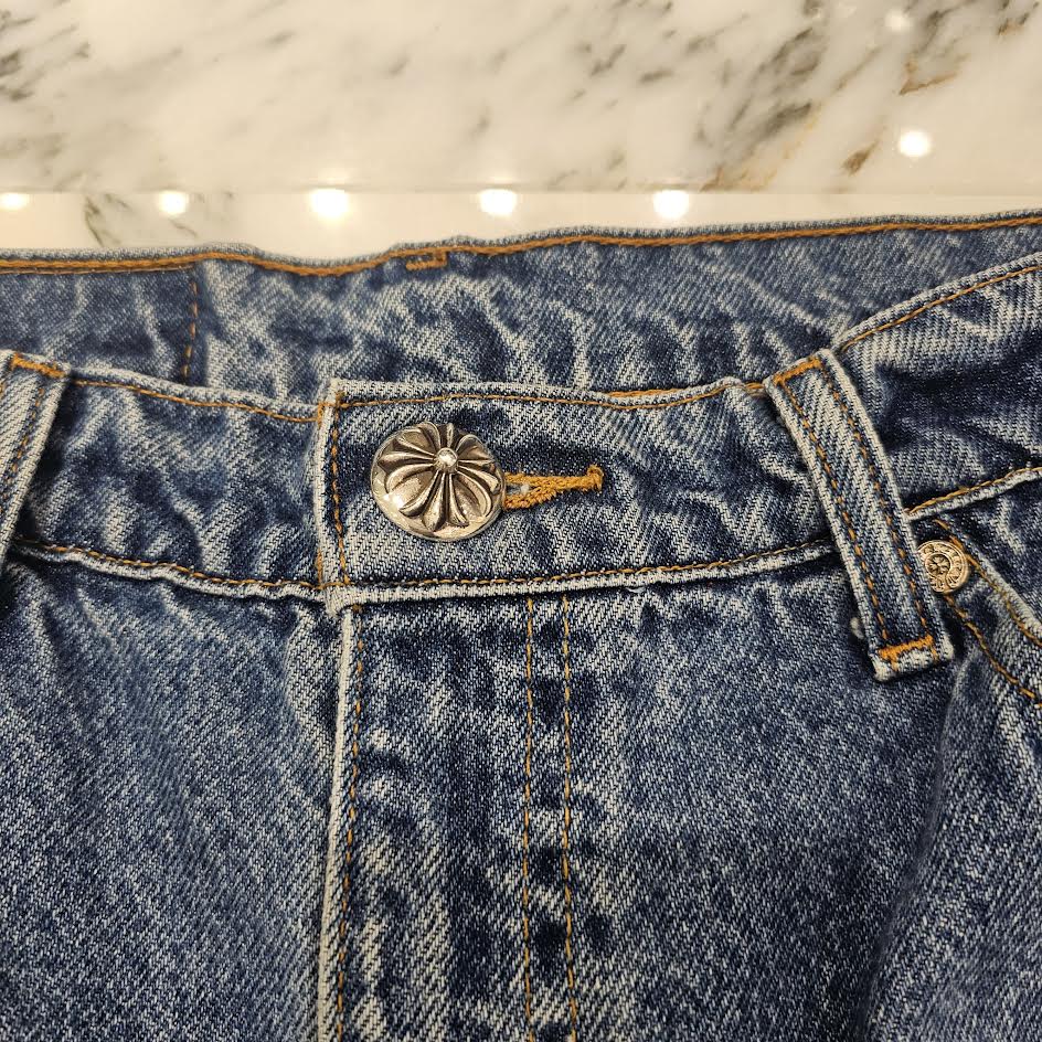 CHROME HEARTS × Levi's 505 VNTG Cross Leather Patch Jeans Size 32 クロムハーツ × リーバイス 505 ヴィンテージ クロスレザーパッチ ジーンズ デニムパンツ サイズ38