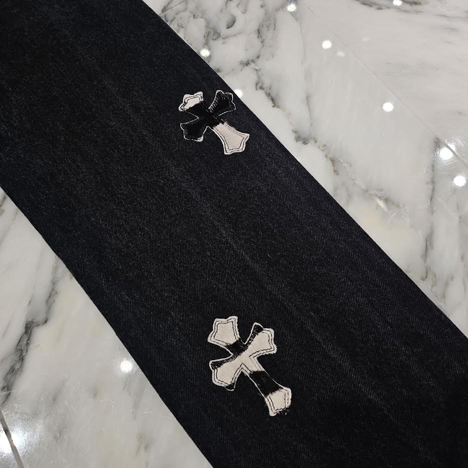 CHROME HEARTS × Levi's 501 VNTG Zebra Harako Leather Cross Patch Denim Pants Size 32 クロムハーツ × リーバイス 501 ヴィンテージ ゼブラ ハラコ レザークロスパッチ デニムパンツ サイズ32