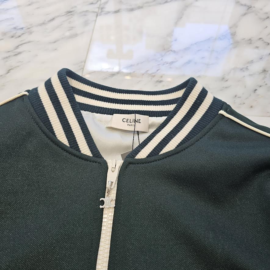 CELINE 2024SS Triomphe Embroidery Jersey Teddy Jacket 2Y83C021W.31GO Size M セリーヌ トリオンフ刺繍 ジャージー テディジャケット サイズM