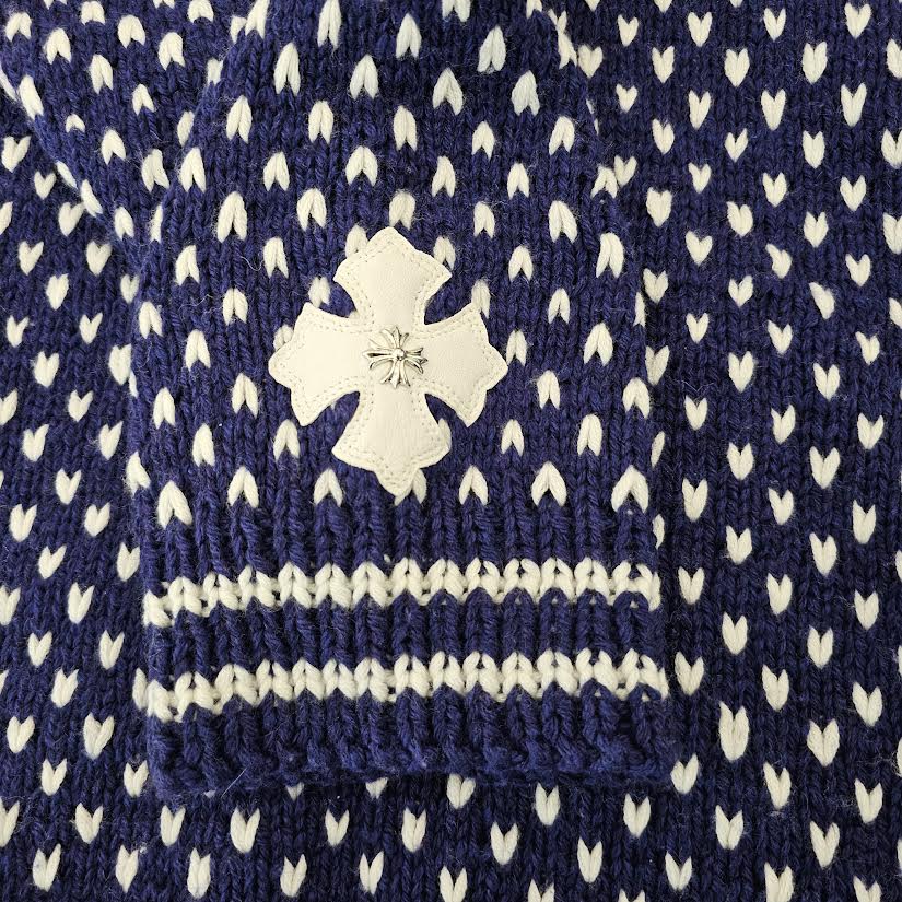 CHROME HEARTS Cross Leather Patch Cashmere Knit Sweater Size ONE SIZE（68-112）クロムハーツ クロスレザーパッチ カシミヤ ニットセーター シルバー925 サイズONE SIZE（68-112）