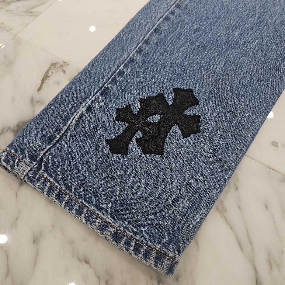 CHROME HEARTS × Levi's 505 VNTG Cross Leather Patch Denim Pants Size 32 クロムハーツ × リーバイス 505 ヴィンテージ クロスレザーパッチ デニムパンツ サイズ32