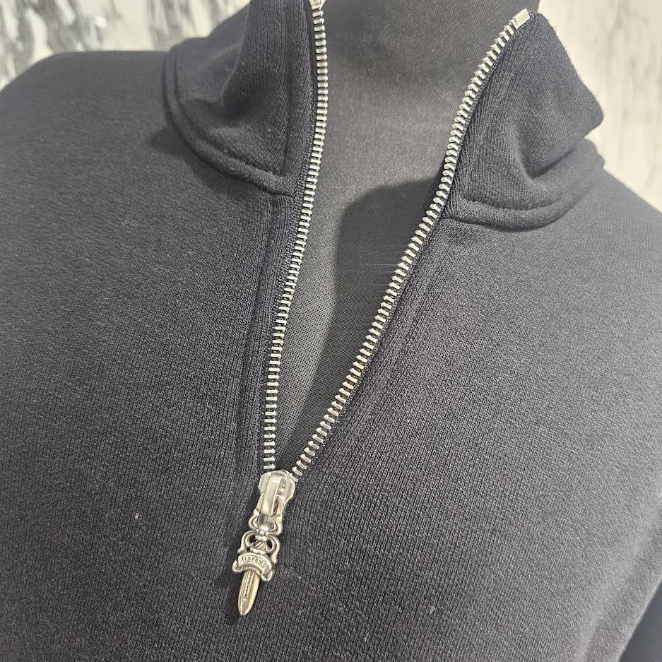 CHROME HEARTS Y NOT King Taco 3 Cemetery Cross Embroidery Half Zip Sweat Shirt Size XL クロムハーツ ワイノット キングタコ 3セメタリークロス刺繍 ハーフジップ スウェットシャツ サイズXL