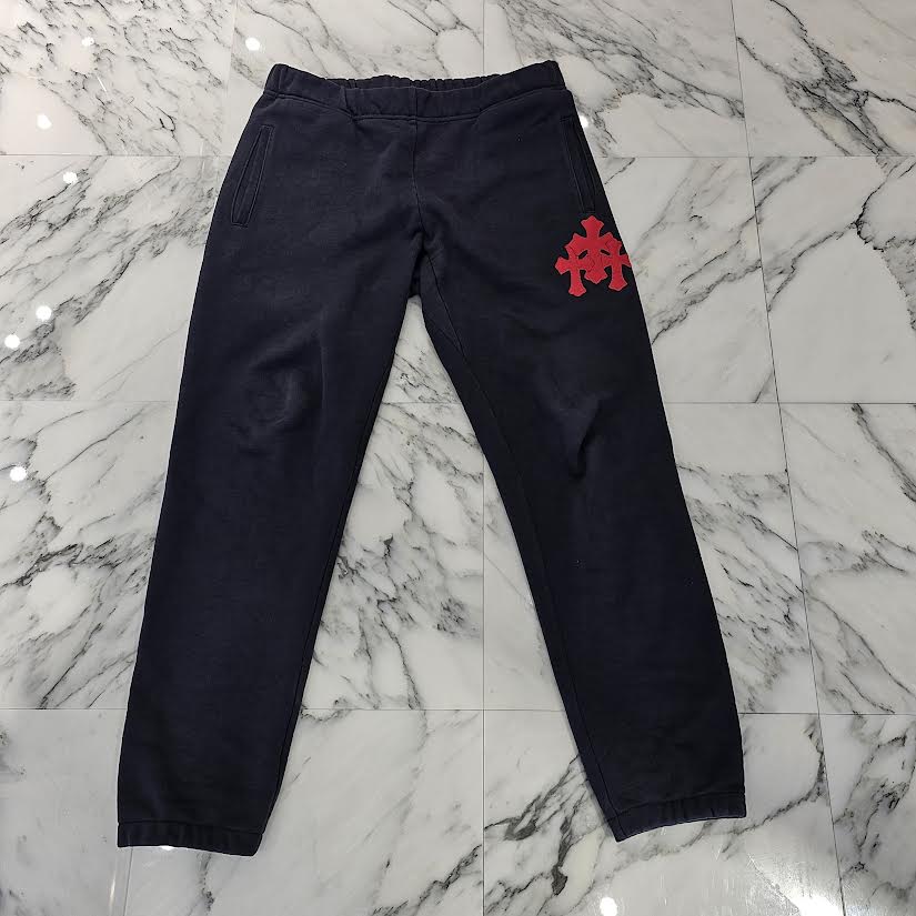 CHROME HEARTS Y NOT 3 Cemetery Cross Leather Patch Sweat Long Pants Size L クロムハーツ ワイノット 3セメタリークロス レザーパッチ スウェットロングパンツ サイズL