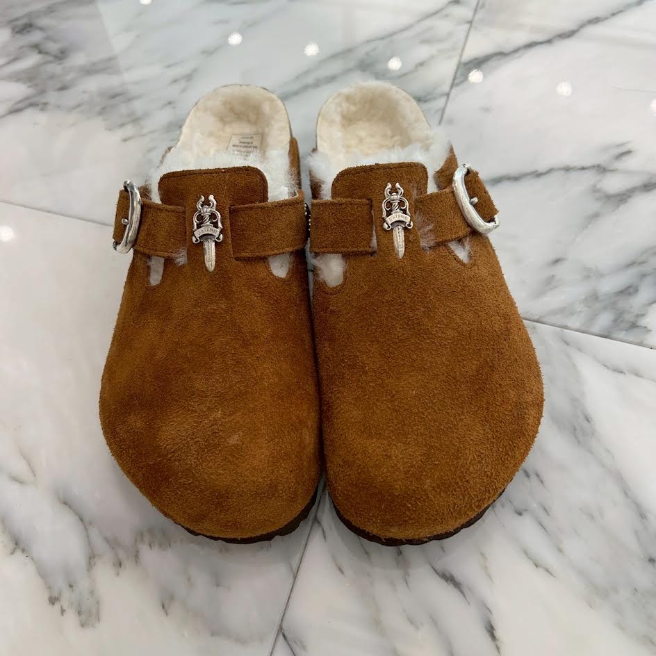 CHROME HEARTS × BIRKENSTOCK Boston Limited Silver Dagger Suede Leather Sandals Size 42(27cm) クロムハーツ × ビルケンストック ボストン限定 シルバーダガー装飾 スエードレザー サンダル サイズ42(27cm)