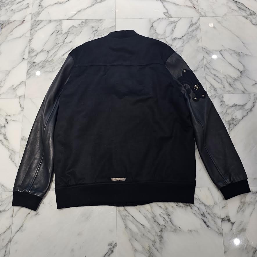 CHROME HEARTS LETTER MAN Cemetery Cross Patch Cashmere Leather Jacket Size XL クロムハーツ レターマン セメタリークロスパッチ カシミヤ レザージャケット サイズXL