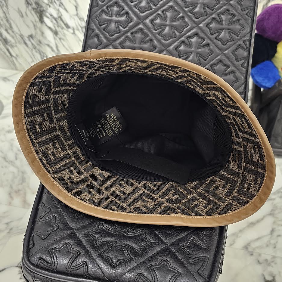 FENDI FF Jacquard Fabric Bucket Hat FXQ801 ALHD L Size L