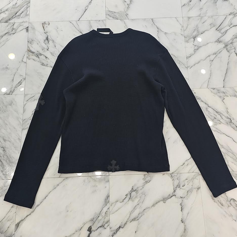 CHROME HEARTS Y NOT 2 Cross Leather Patch Thermal Long Sleeve Tee XL クロムハーツ ワイノット 2クロスレザーパッチ サーマル ロングスリーブTシャツ サイズXL