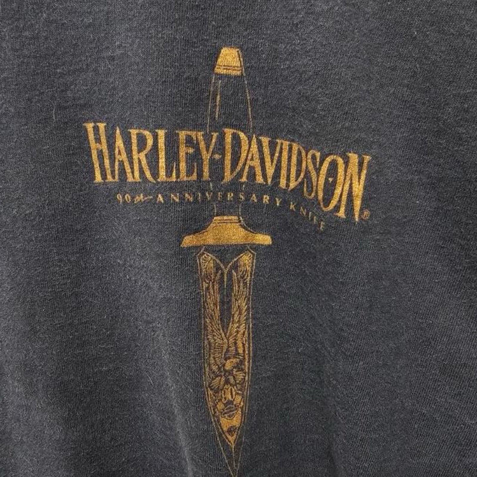 Vintage 00's Harley-Davidson "DICK FARMER'S" 90th Anniversary Knife L/S Tee Size XL