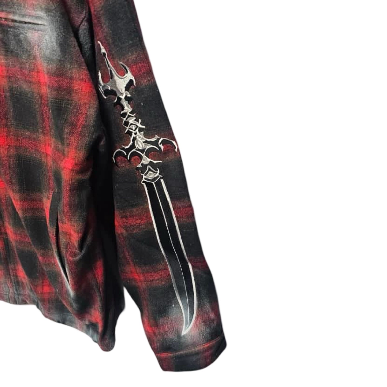 THUG CLUB 2024AW ARAB SWORD FLANNEL CHECK ZIP UP HOODIE JKT