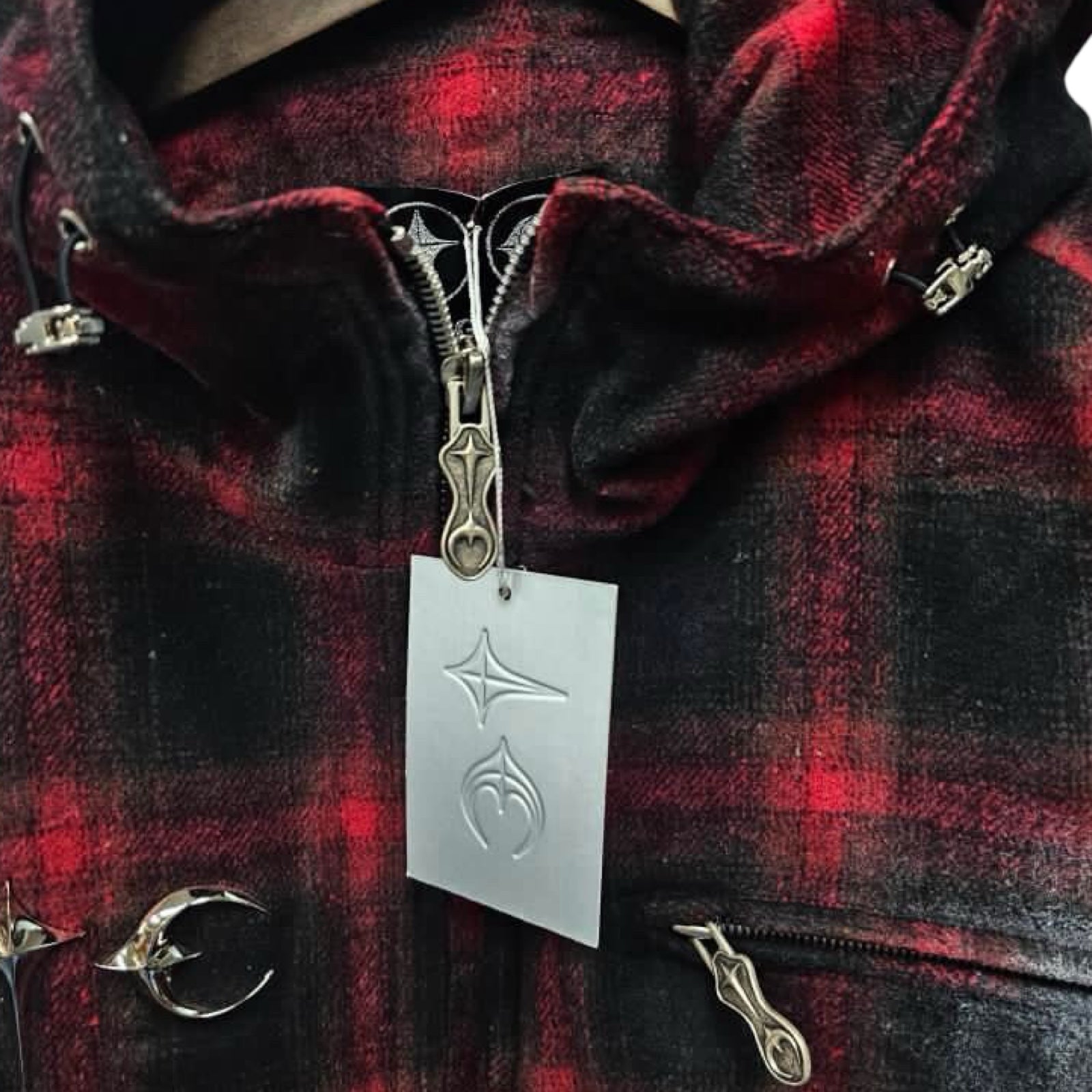 THUG CLUB 2024AW ARAB SWORD FLANNEL CHECK ZIP UP HOODIE JKT TC24JK2301 Size 3