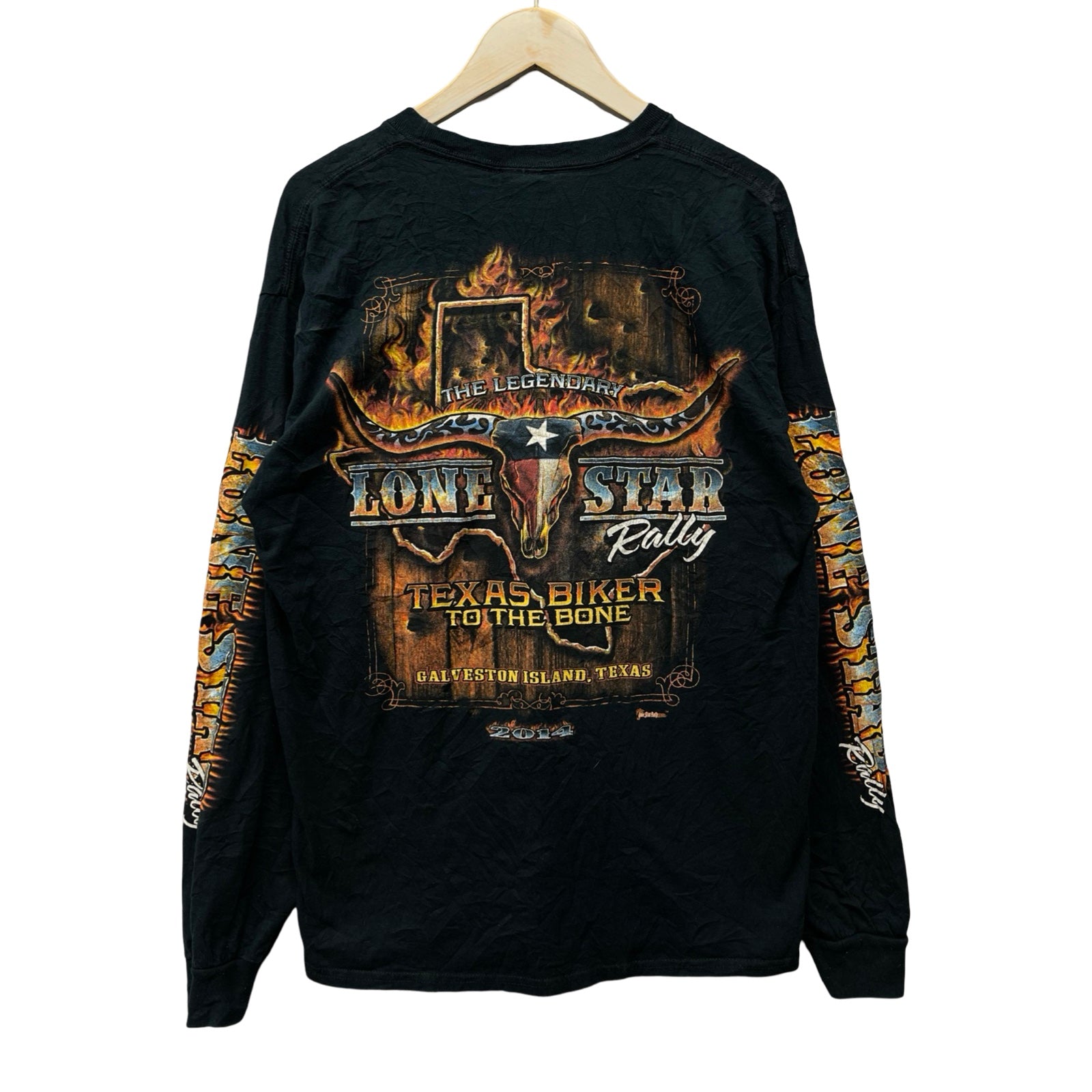 Vintage 00's LONE STAR RALLY "TEXAS BIKER TO THE BONE" 2014 L/S Tee Size L