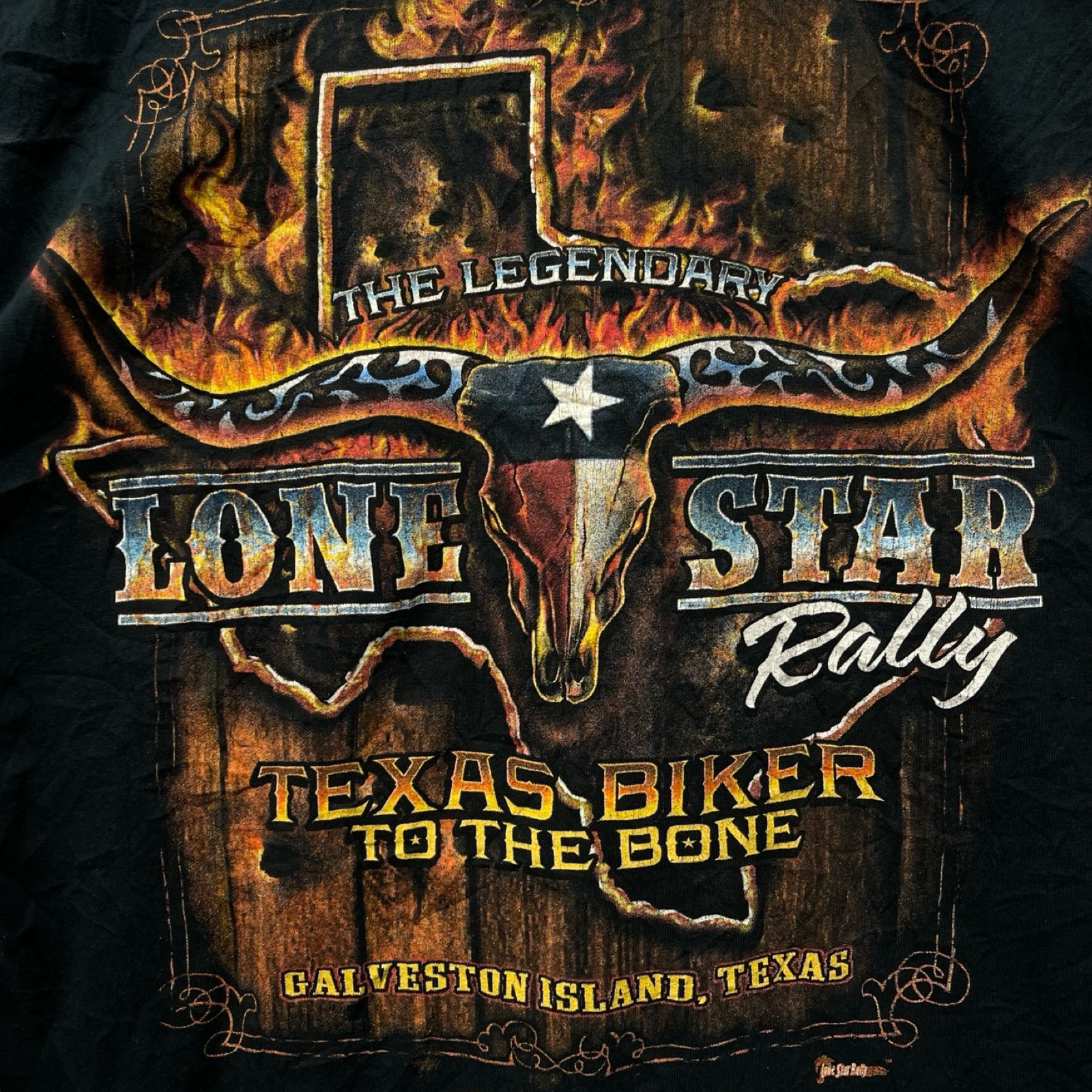 Vintage 00's LONE STAR RALLY "TEXAS BIKER TO THE BONE" 2014 L/S Tee Size L