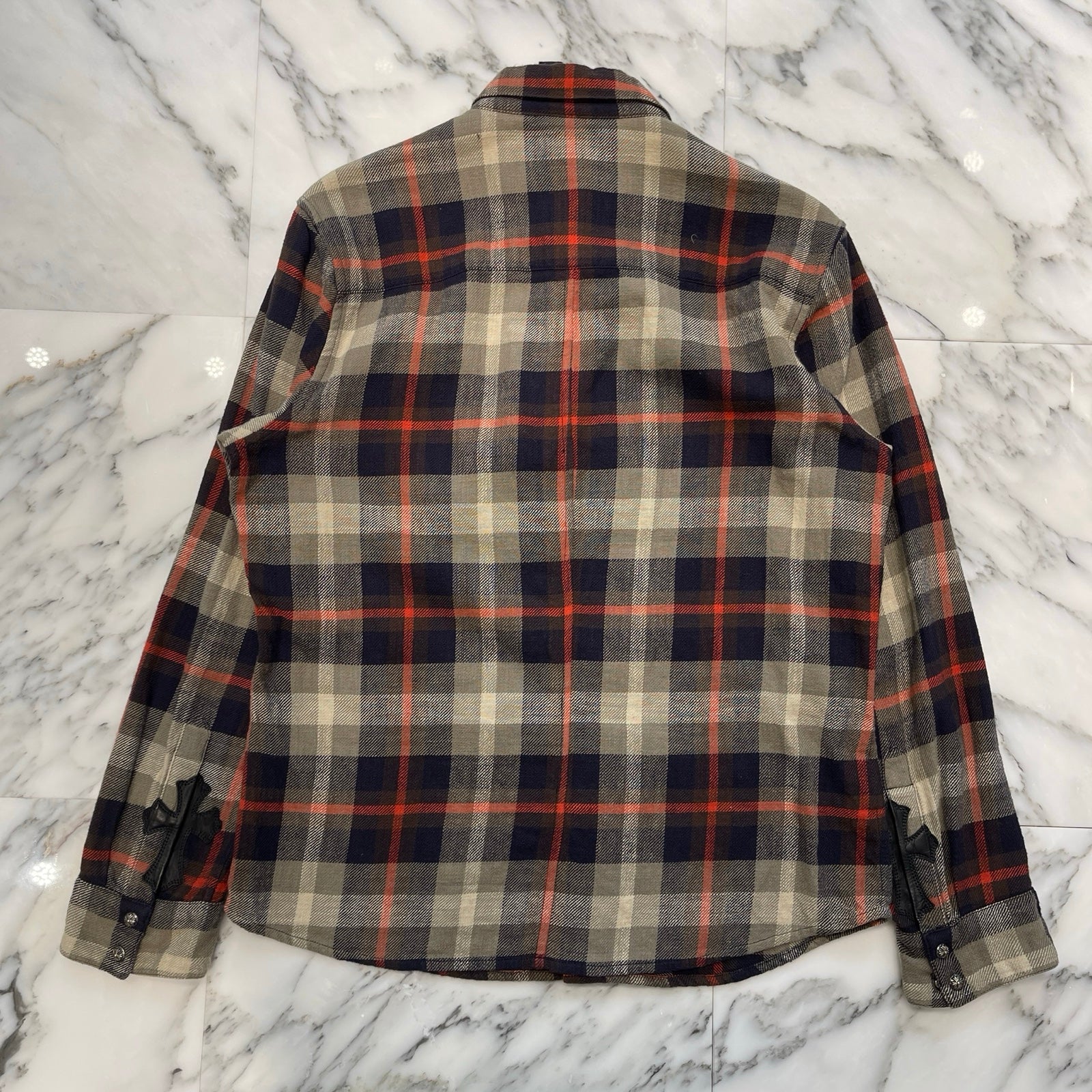 CHROME HEARTS Loose Ends Cross Patch Flannel Check Shirt Size L クロムハーツ ルーズエンド クロスパッチ フランネルチェックシャツ サイズL