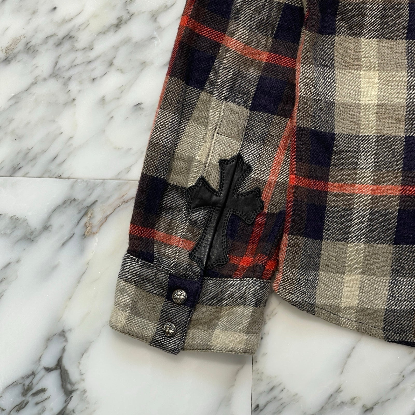 クロムハーツ ルーズエンド クロスパッチ フランネルチェックシャツ サイズL CHROME HEARTS クロムハーツ LOOSEENDS ルーズエンド チェック