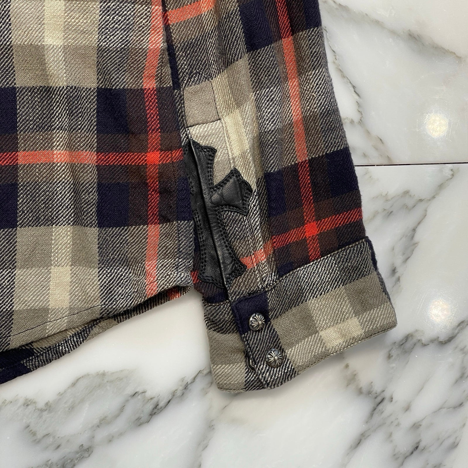 CHROME HEARTS Loose Ends Cross Patch Flannel Check Shirt Size L クロムハーツ ルーズエンド クロスパッチ フランネルチェックシャツ サイズL