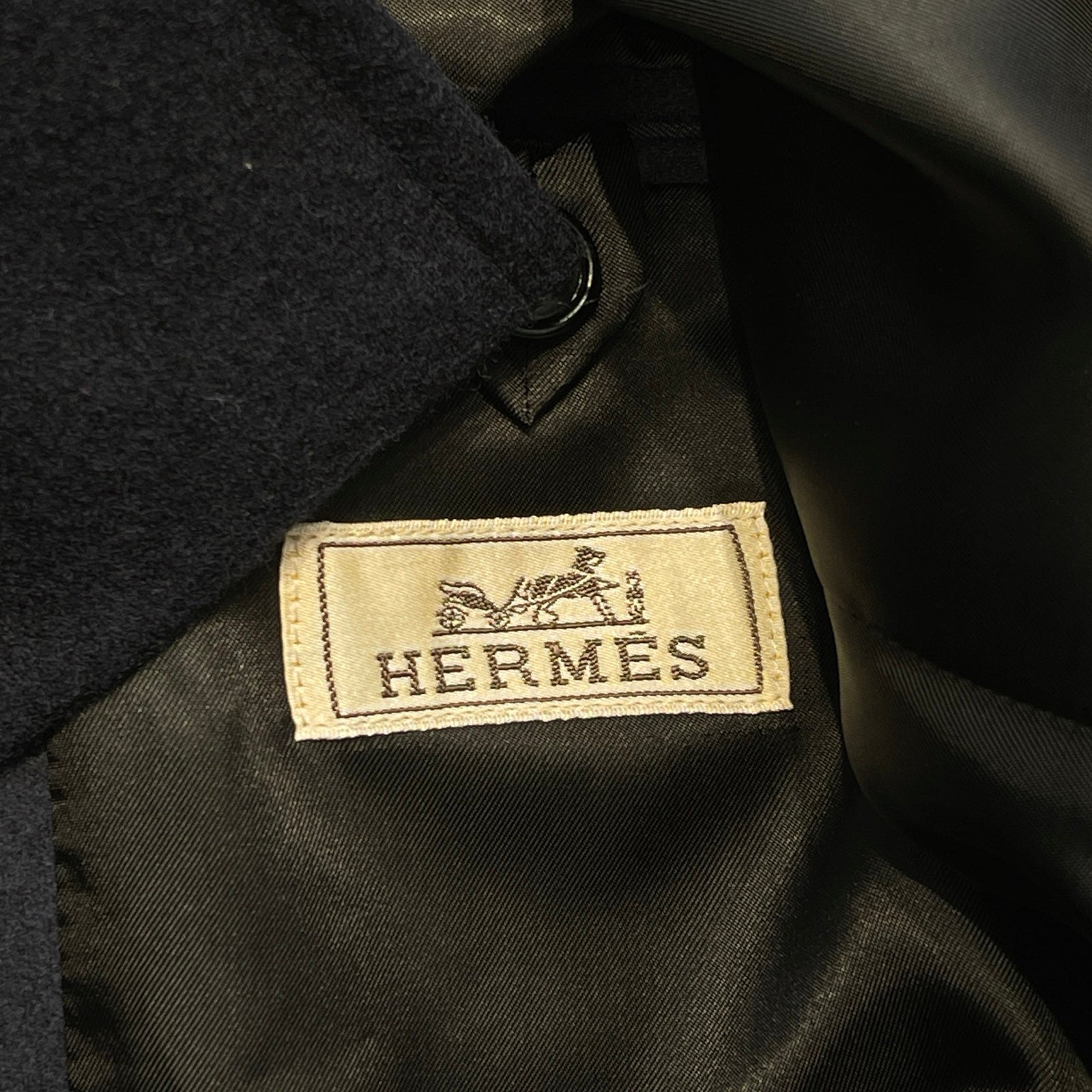 HERMES Leather Pocket Wool Jacket 364124H3VT06/01 エルメス レザー ポケット ウール ジャケット