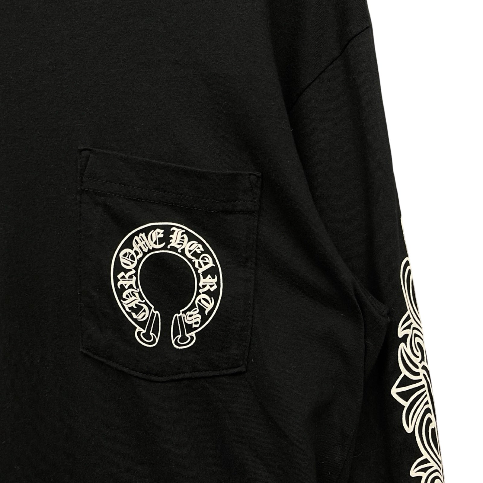 CHROME HEARTS Floral Cross Horseshoe Long Sleeve Tee Size M