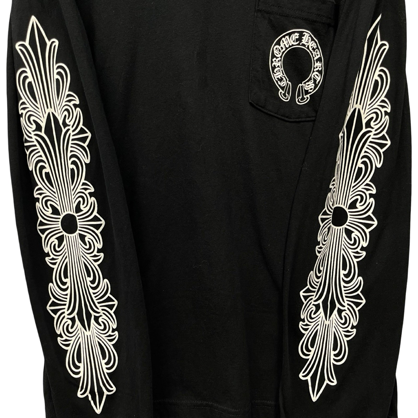 CHROME HEARTS Floral Cross Horseshoe Long Sleeve Tee Size M