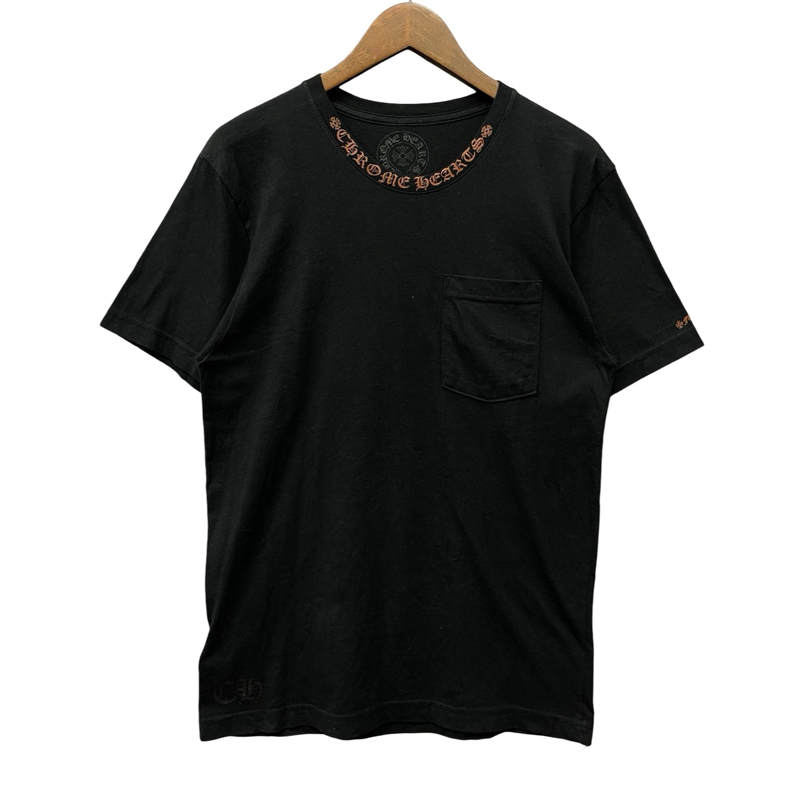 CHROME HEARTS Old English Brown Neck Logo Tee Size M