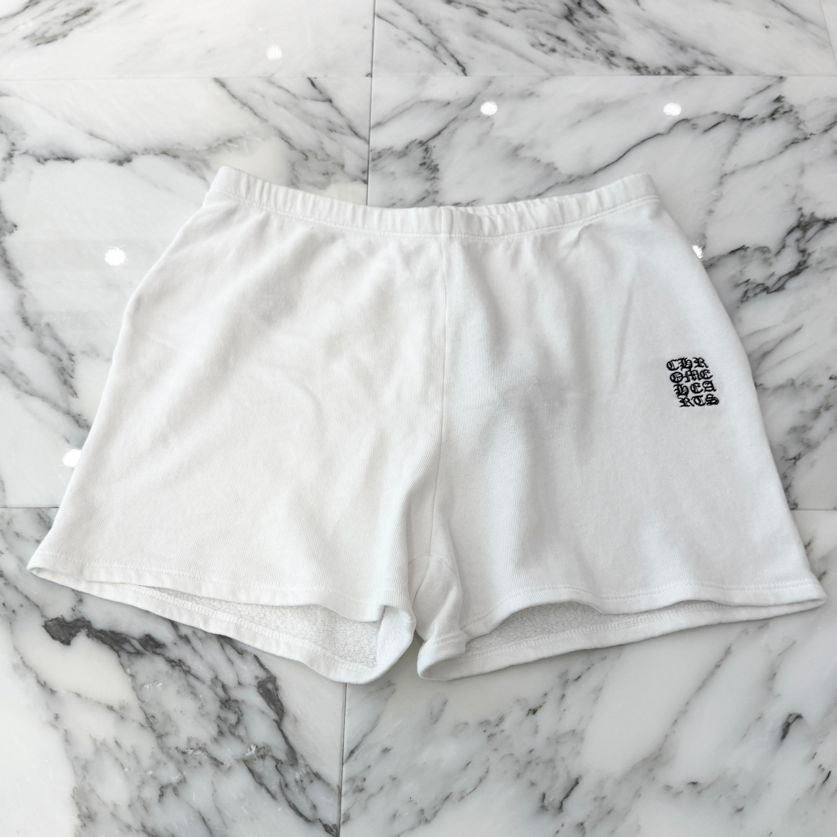 CHROME HEARTS Y NOT Vertical Logo Cross Embroidery Half Pants Size S クロムハ―ツ ワイノット ヴァーティカルロゴ クロス刺繡 ハーフパンツ サイズS