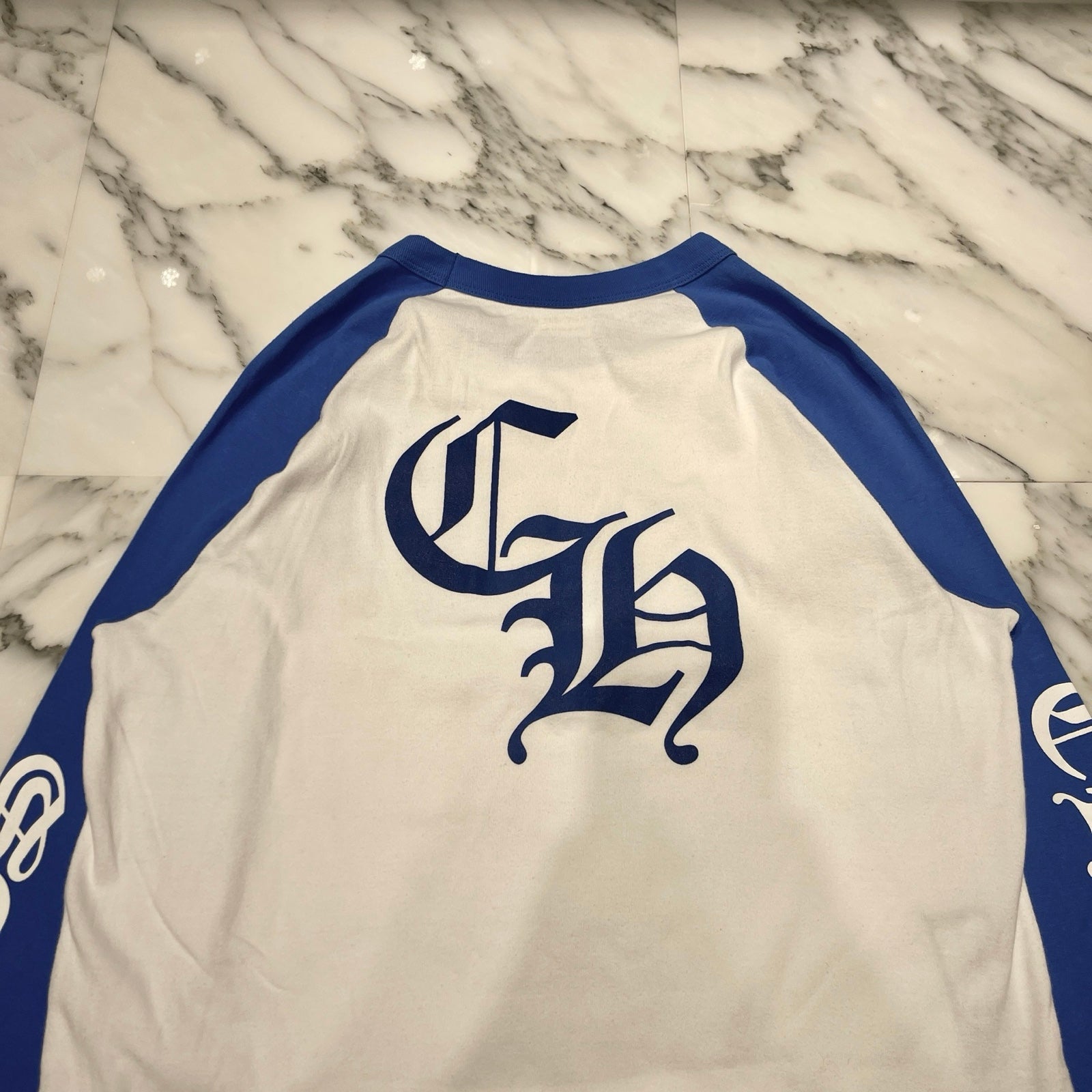 CHROME HEARTS CH Logo Print Horseshoe Raglan Long Sleeve Tee Size