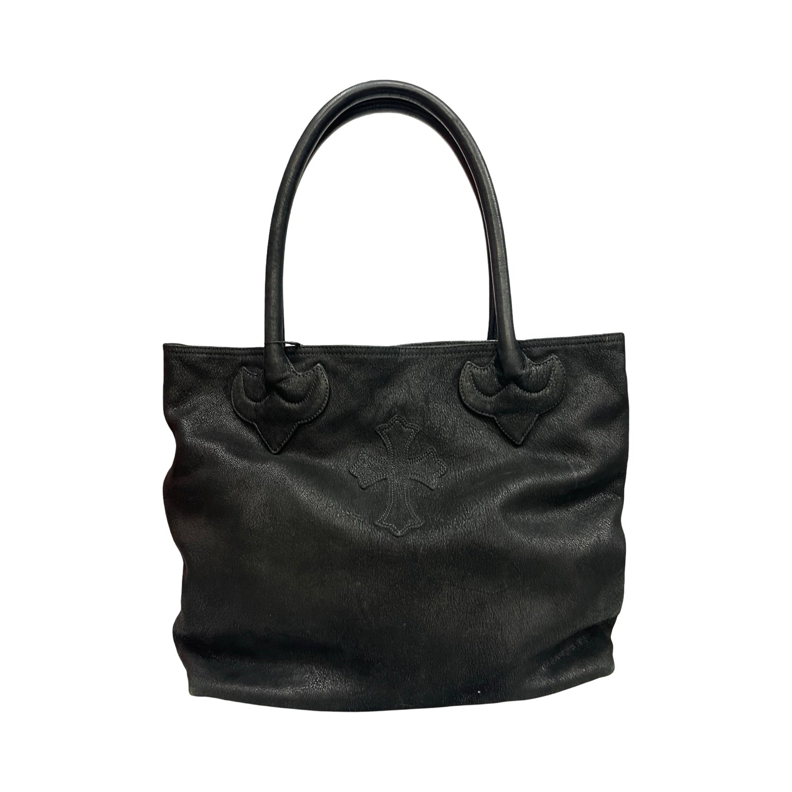CHROME HEARTS 1 Cross Patch FS Destroy Leather Tote Bag