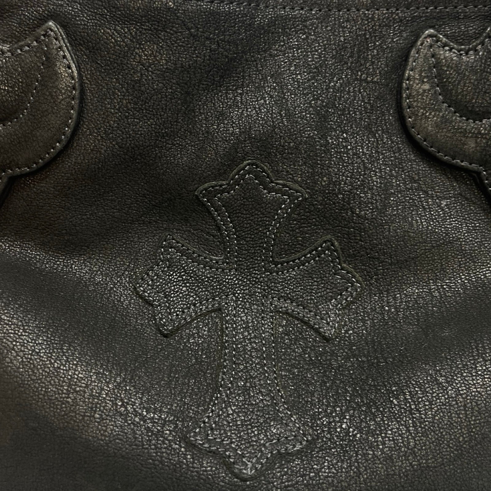 CHROME HEARTS 1 Cross Patch FS Destroy Leather Tote Bag