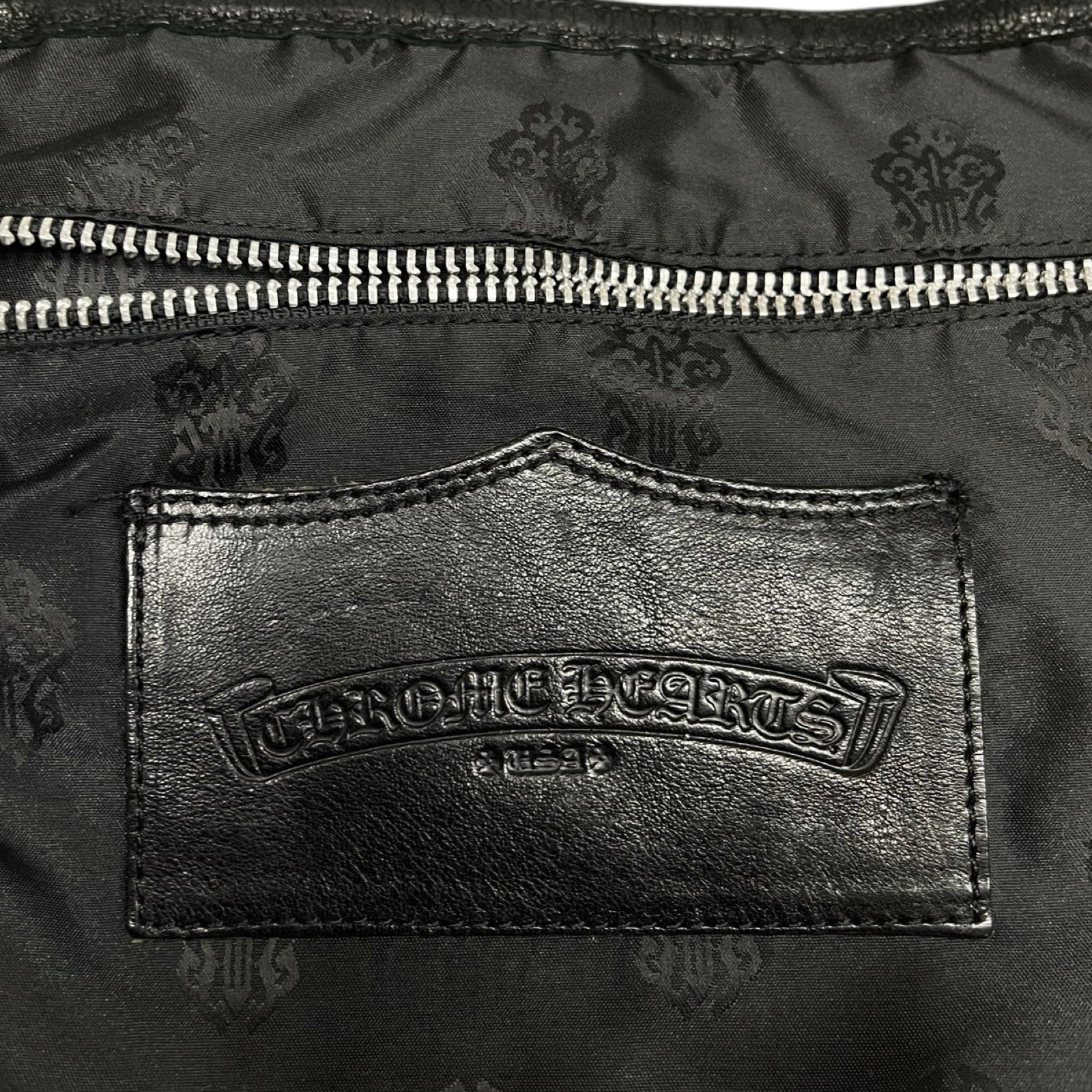 CHROME HEARTS 1 Cross Patch FS Destroy Leather Tote Bag