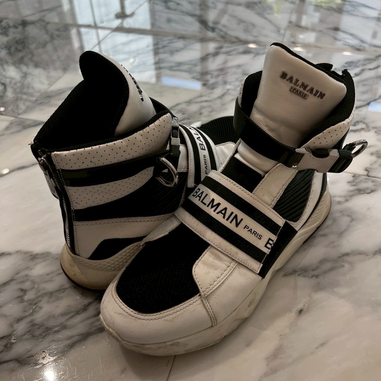 BALMAIN EXTON Logo Tape High Cut Sneakers Size 45U バルマン