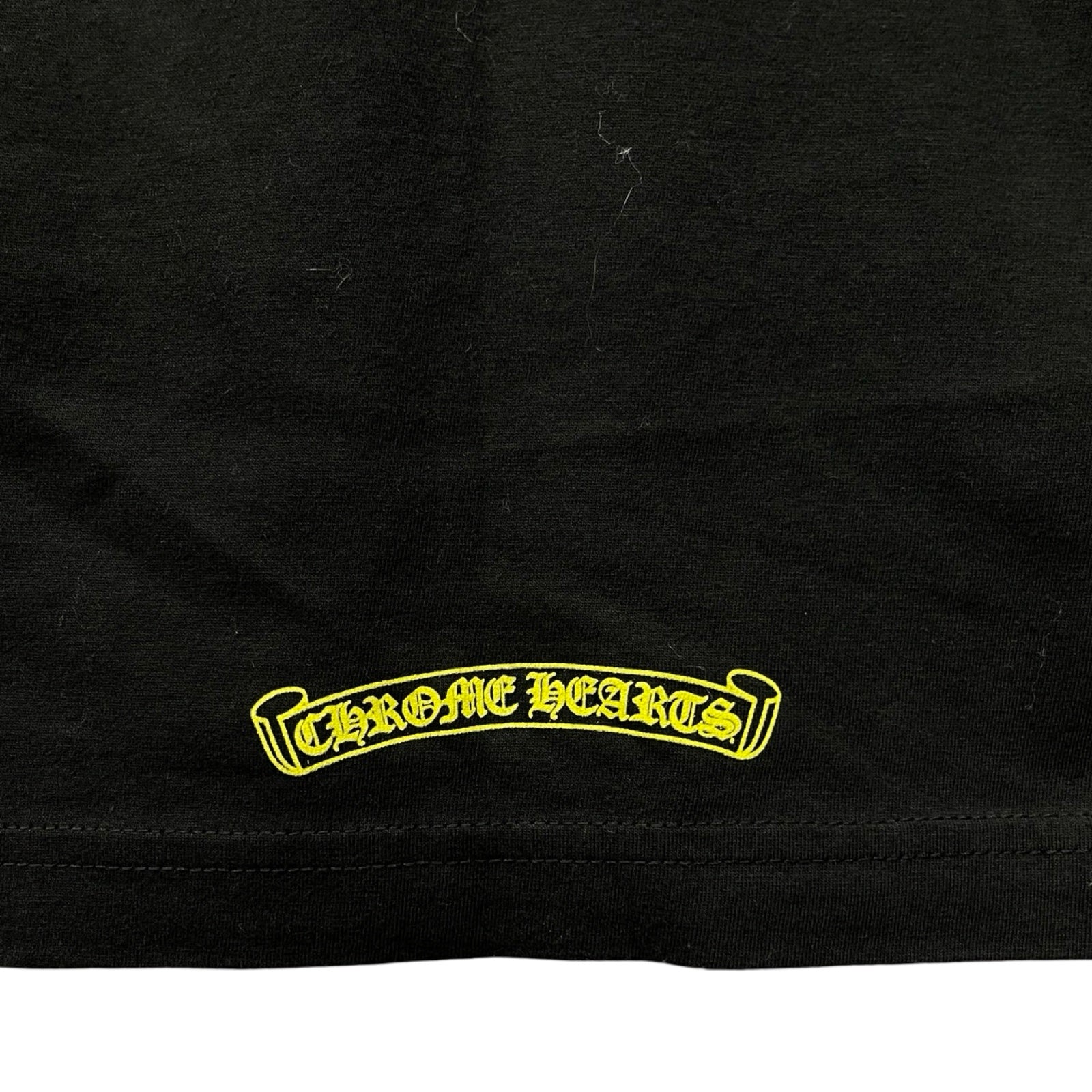 CHROME HEARTS Old English Neck Logo Neon Yellow Long Sleeve Tee Size L