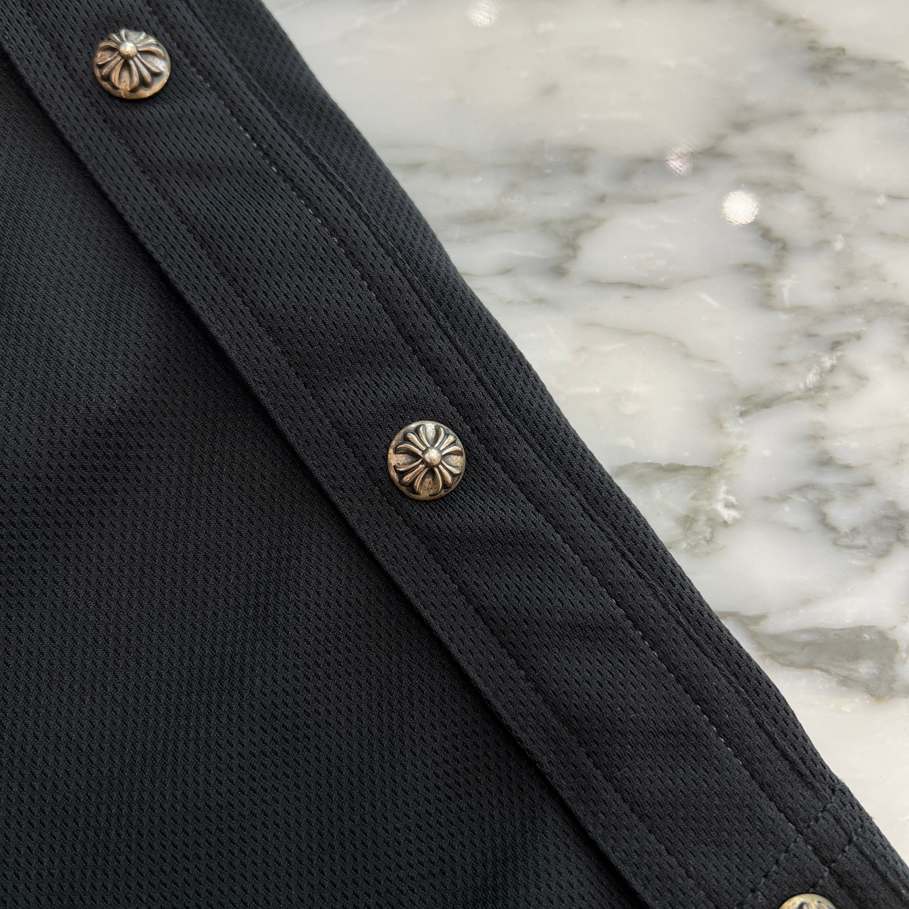 CHROME HEARTS Side Logo Cross Ball Button Mesh Half Pants Size S クロムハーツ サイドロゴ クロスボールボタン メッシュハーフパンツ サイズS