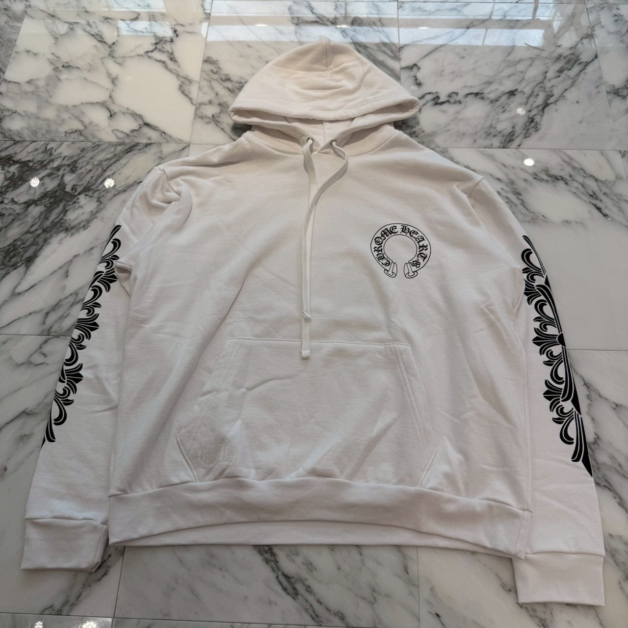 CHROME HEARTS Floral Cross Horseshoe Pullover Hoodie Size L クロムハーツ フローラルクロスホースシュー プルオーバーフーディ サイズL