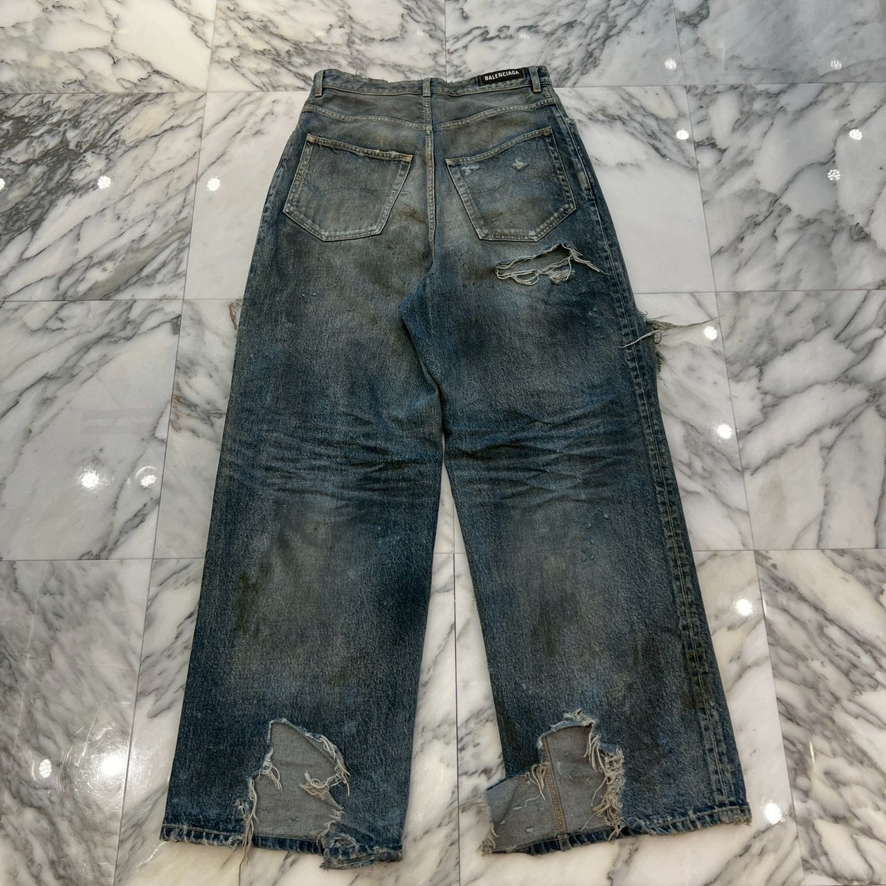 BALENCIAGA 2023SS Distressed Baggy Denim Pants 745213 TNW01 Size