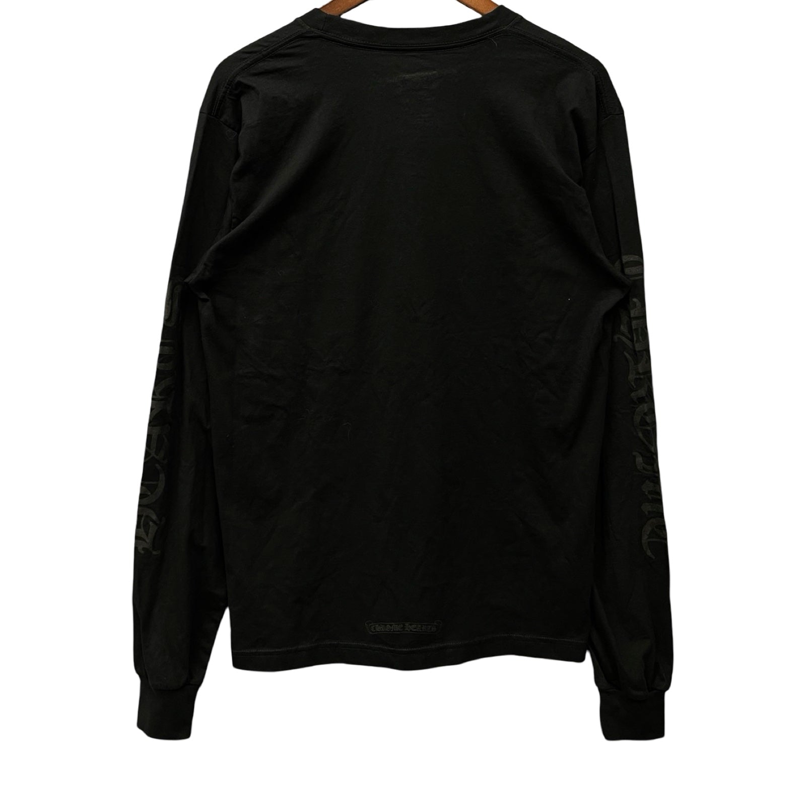 CHROME HEARTS Old English Neck Logo Dark Grey Long Sleeve Tee Size L