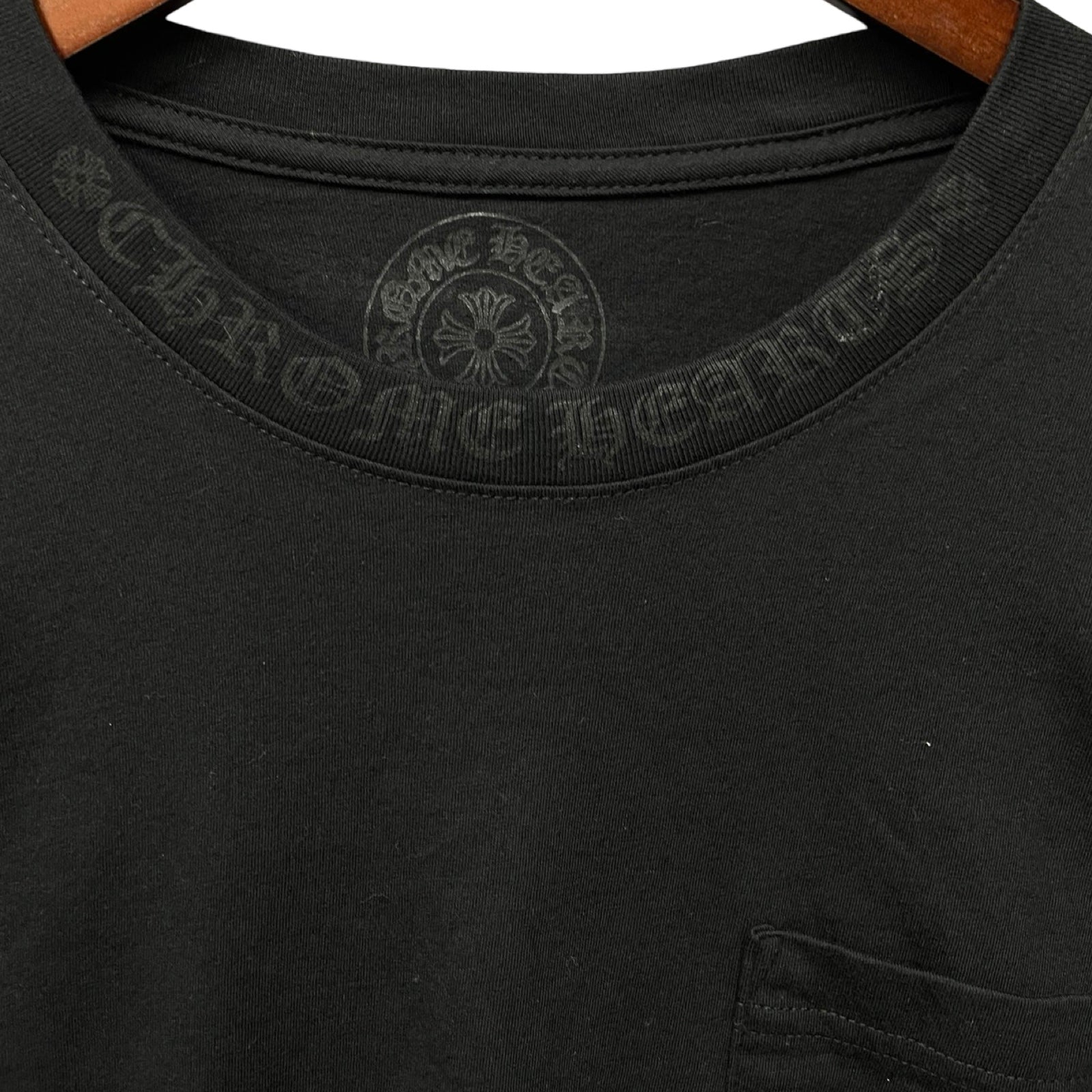 CHROME HEARTS Old English Neck Logo Dark Grey Long Sleeve Tee Size L