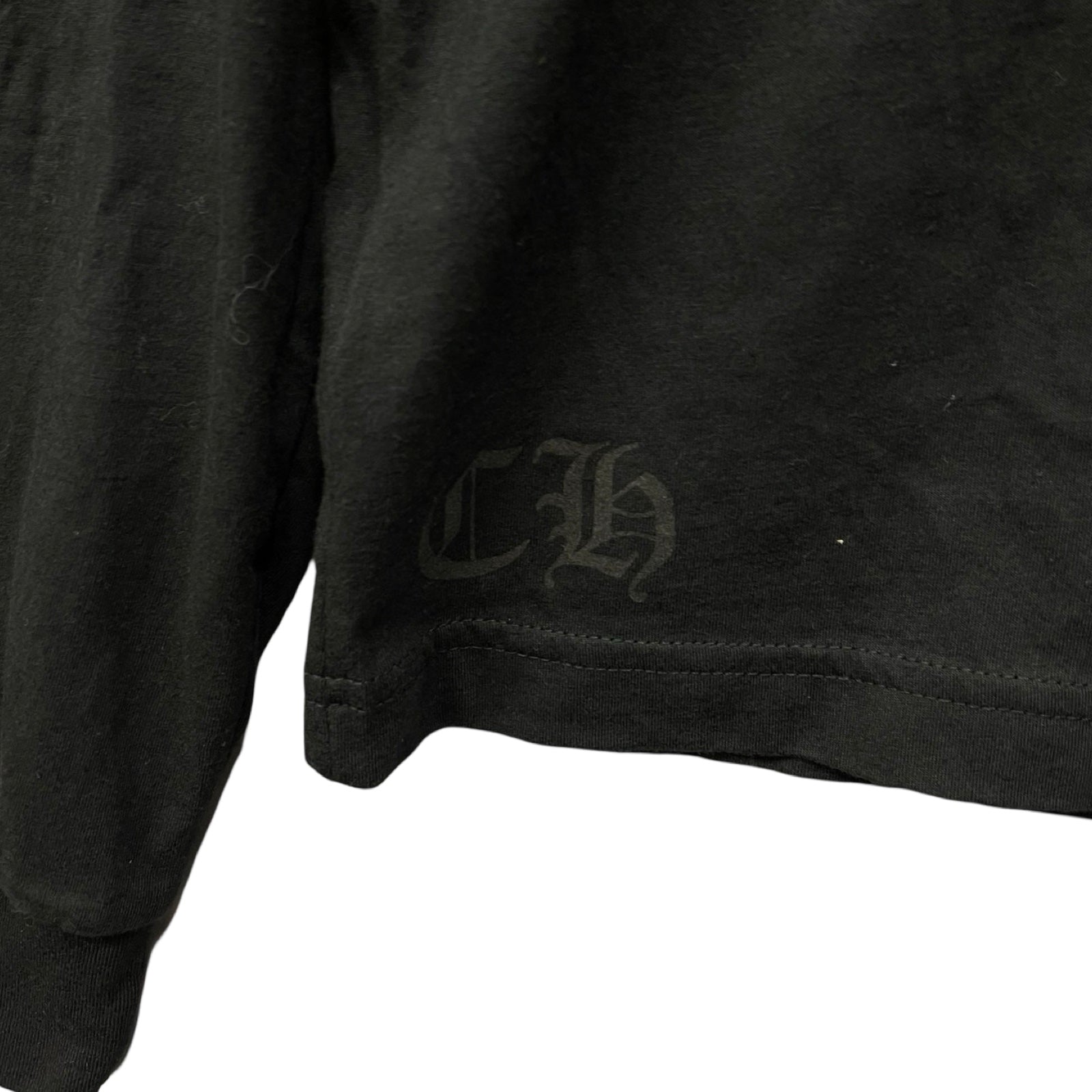 CHROME HEARTS Old English Neck Logo Dark Grey Long Sleeve Tee Size L
