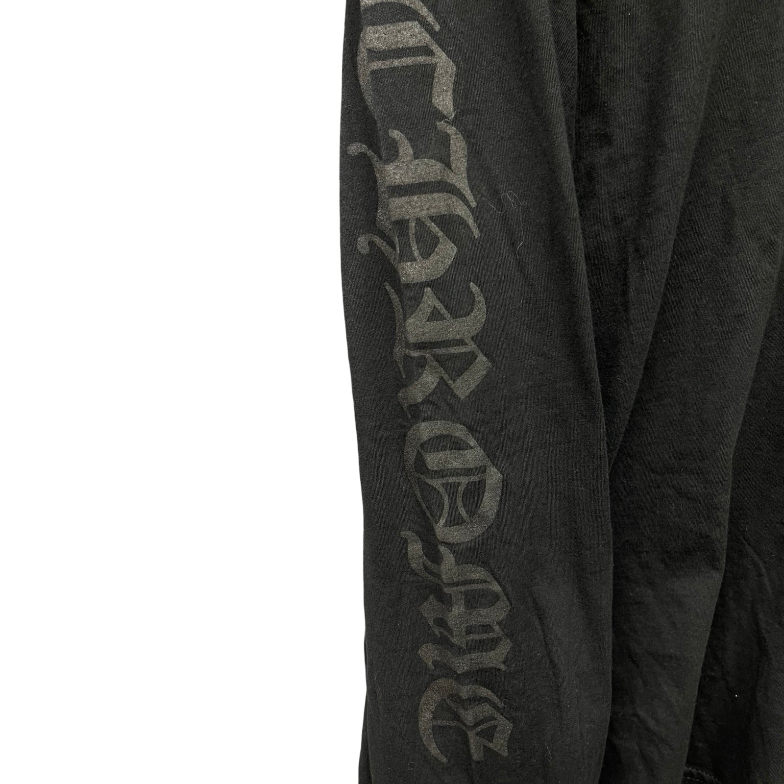 CHROME HEARTS Old English Neck Logo Dark Grey Long Sleeve Tee Size L
