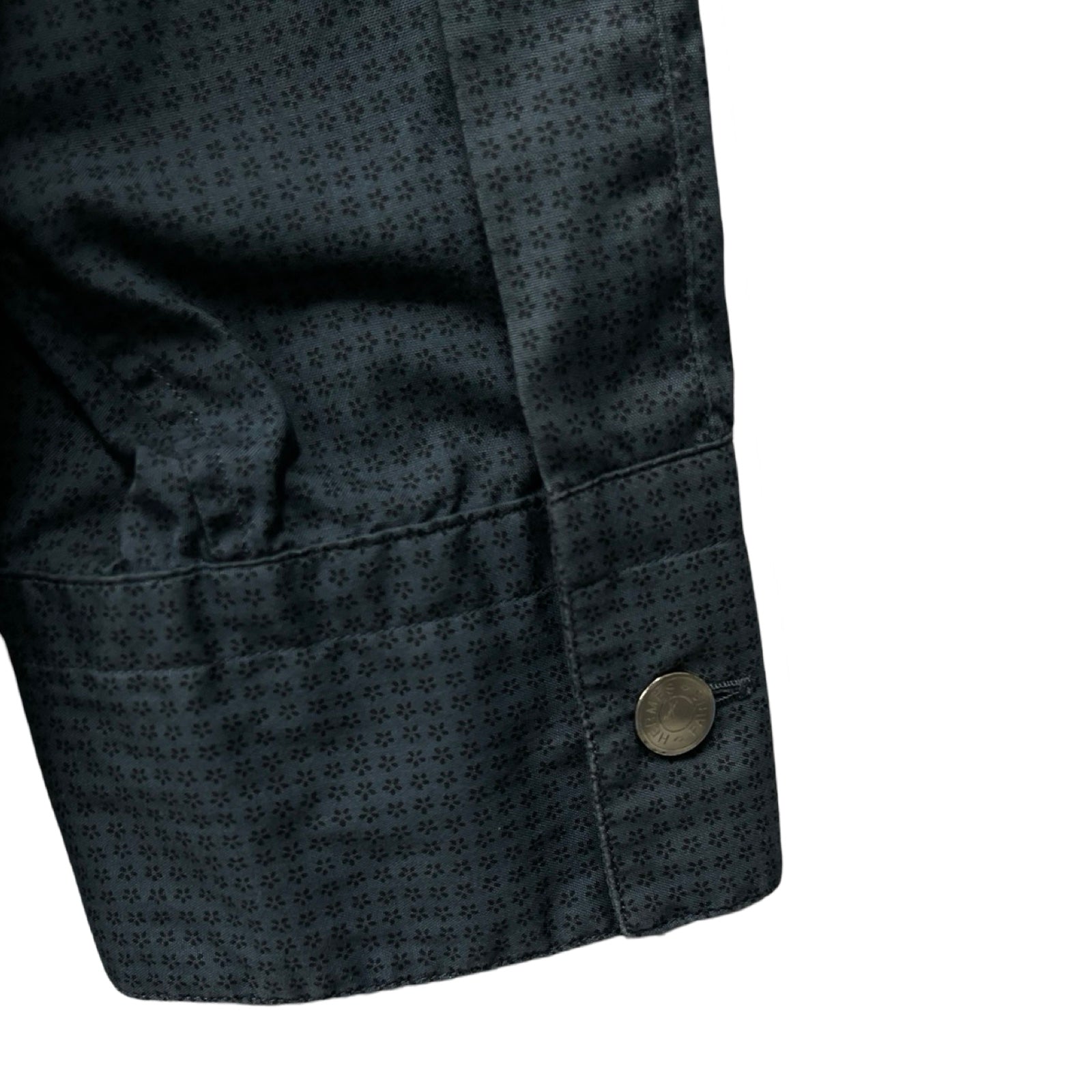 HERMES Flower Monogram Cotton Shirt Size 39-15 1/2