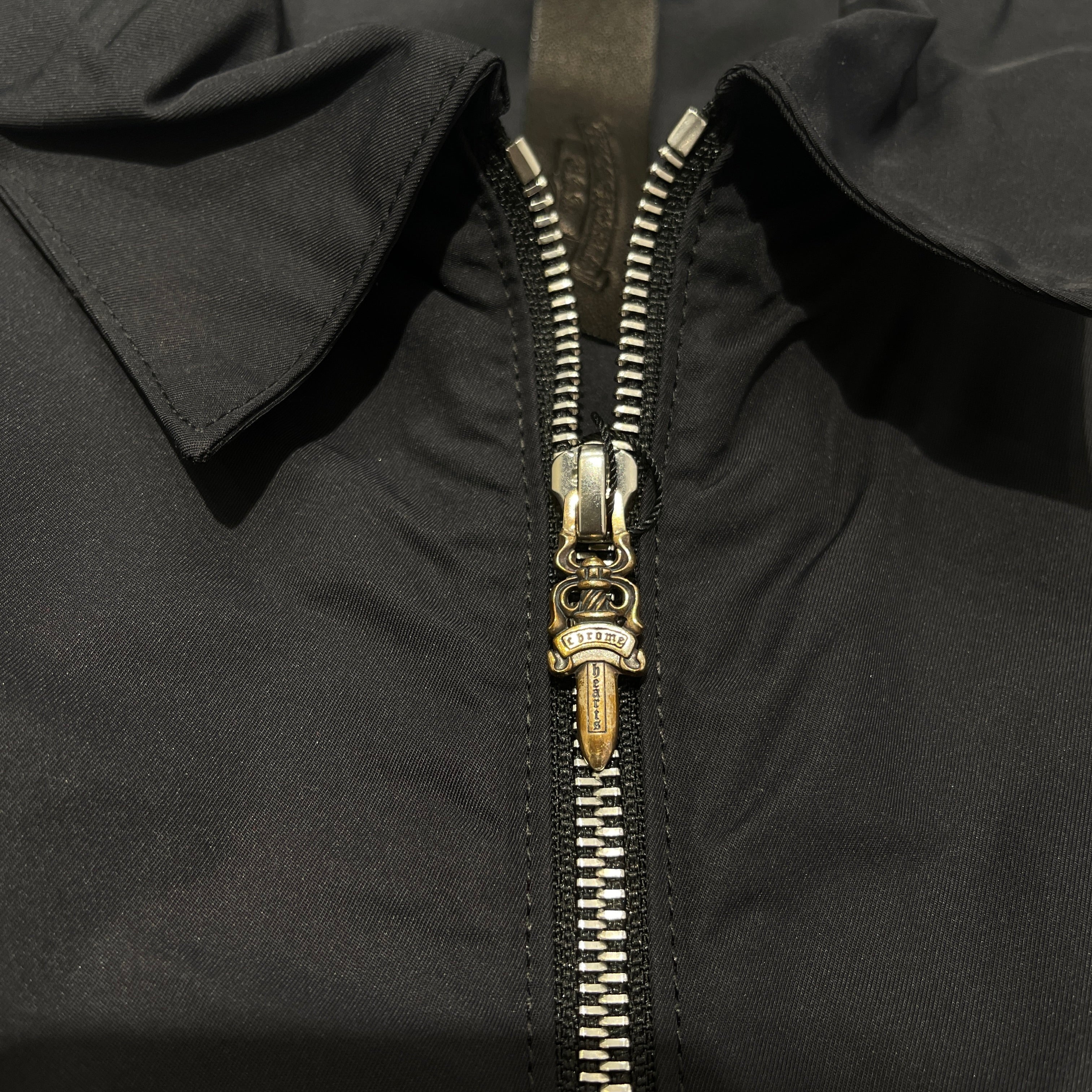 CHROME HEARTS Y NOT Carpenter Leather Pocket Nylon Zip S/S Shirt Size L クロムハーツ ワイノット カーペンター レザーポケットナイロンジップアップ半袖シャツ サイズL