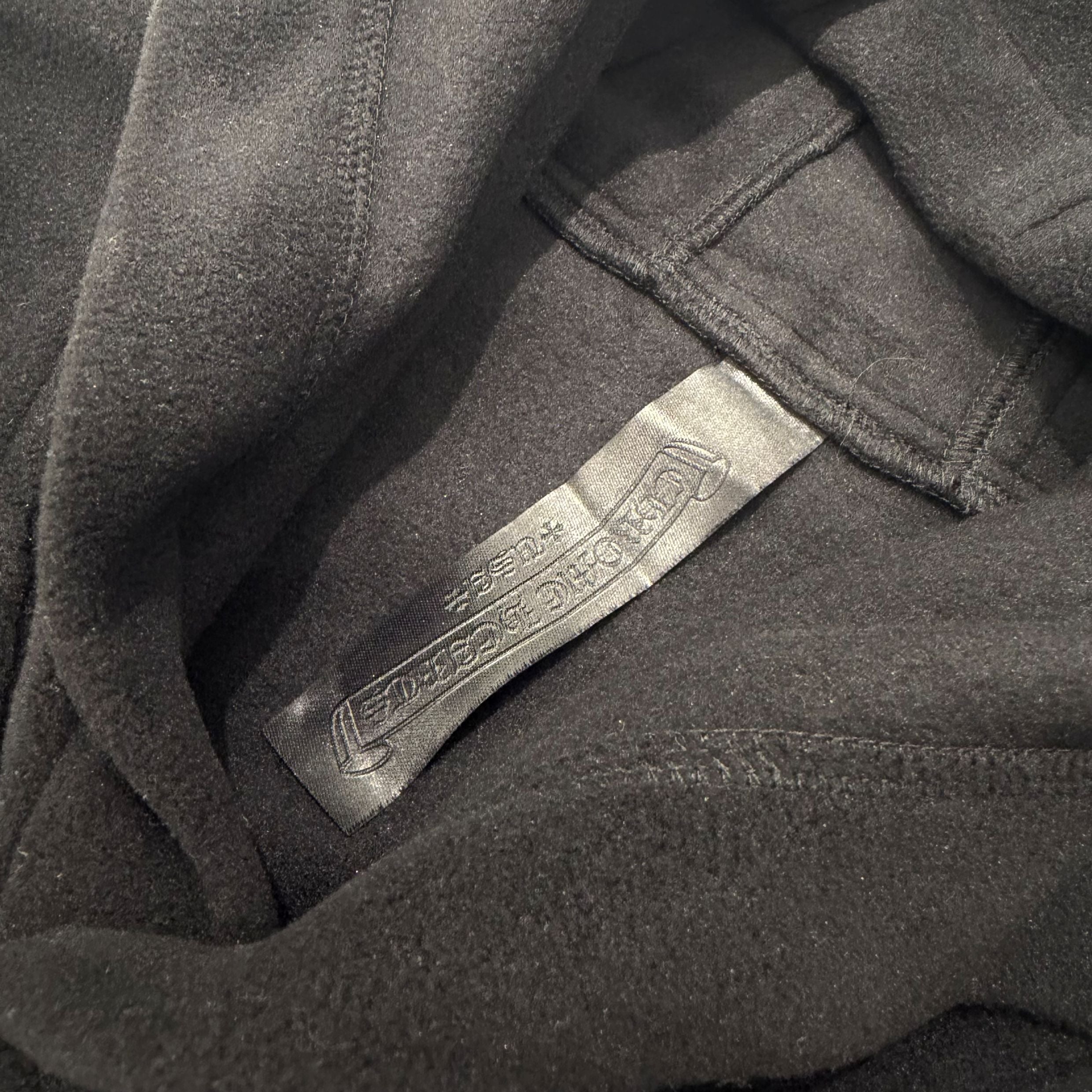 CHROME HEARTS Y NOT CH Plus Leather Patch Fleece Hoodie Size L クロムハーツ ワイノット CHプラス レザー クロス パッチ フリース フーディ サイズL