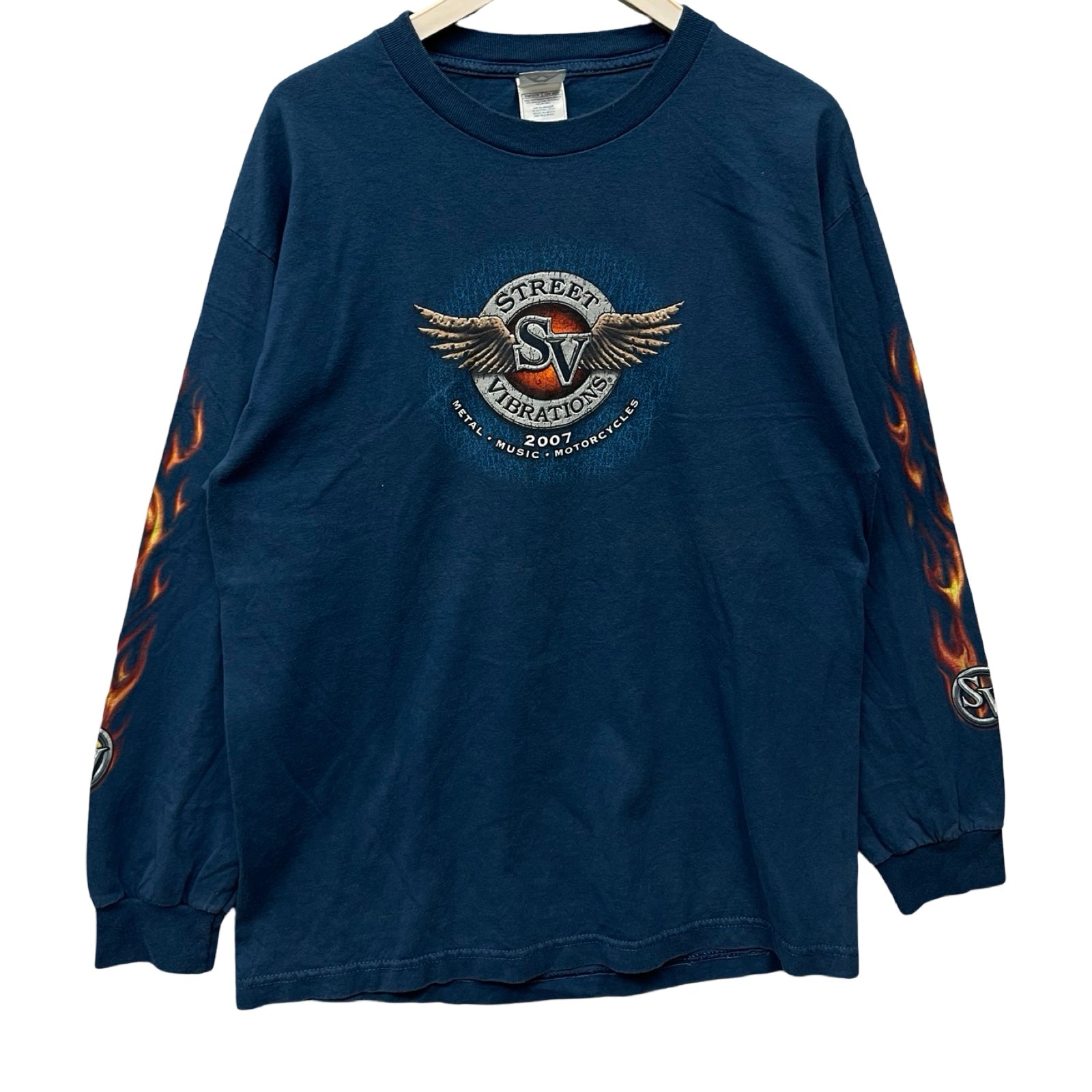 Vintage 00's STREET VIBRATIONS 2007 METAL MUSIC MOTORCYCLES L/S Tee Size L