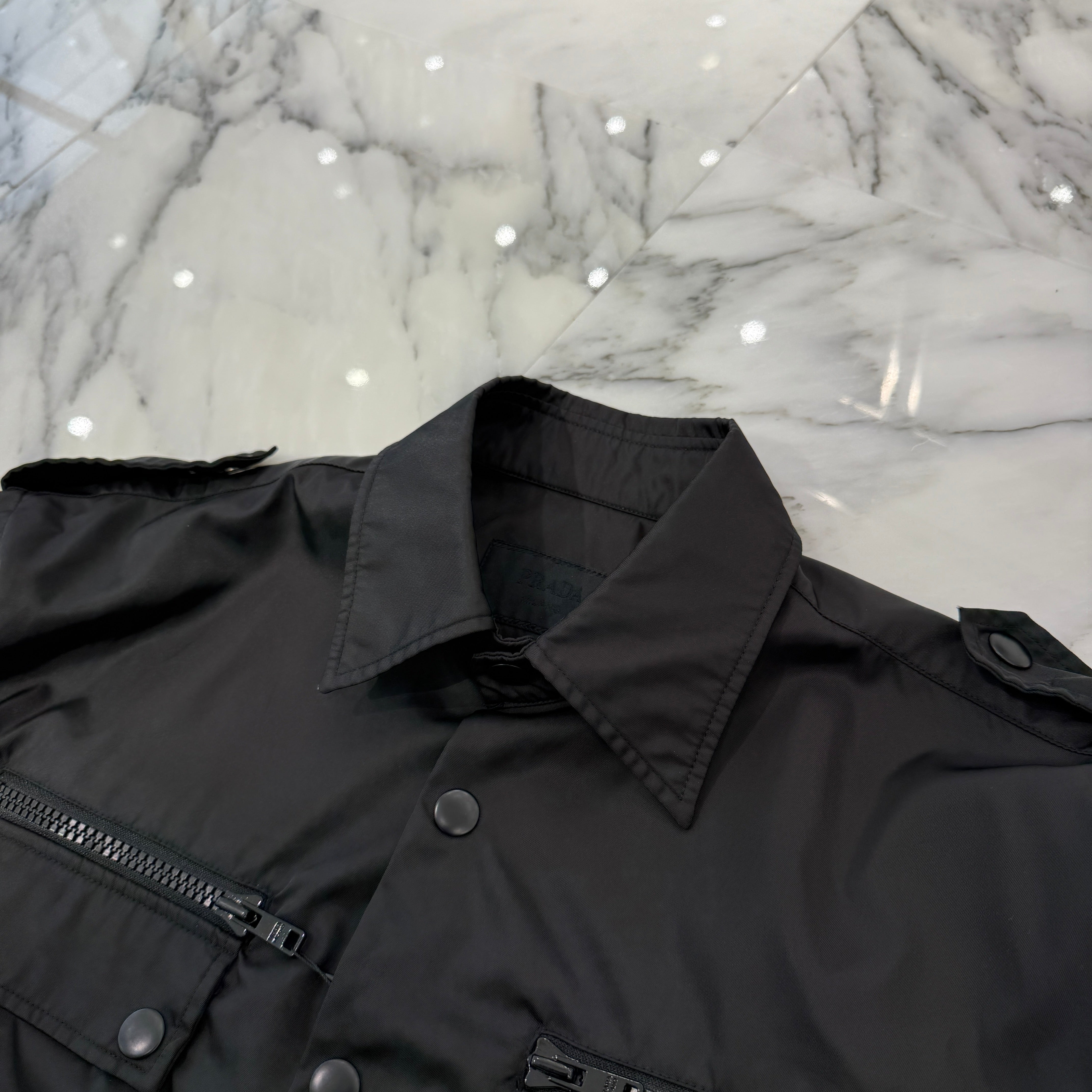 PRADA 2019SS Triangle Logo Prate Military Nylon Shirt Jacket SC491 S192 I18 Size L プラダ トライアングル ロゴプレート ミリタリー ナイロン シャツジャケット サイズL