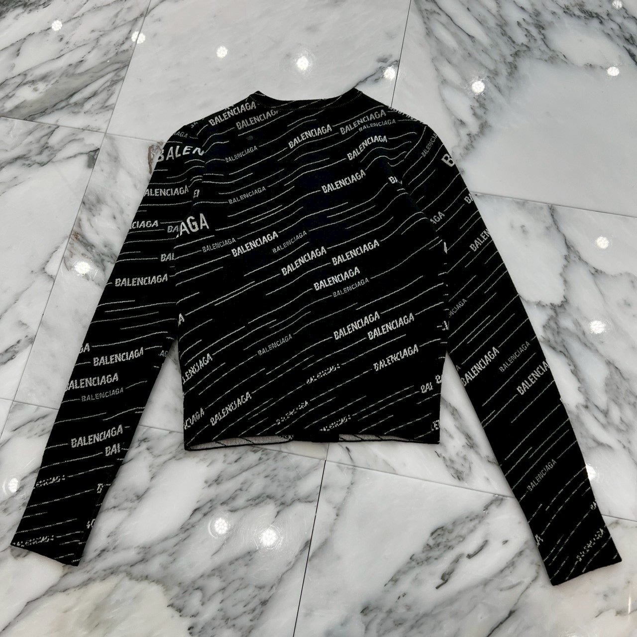 BALENCIAGA 2018AW Multi Logo Wool Cardigan 555294 T1524 Size XS バレンシアガ マルチロゴ ウールカーディガン サイズXS