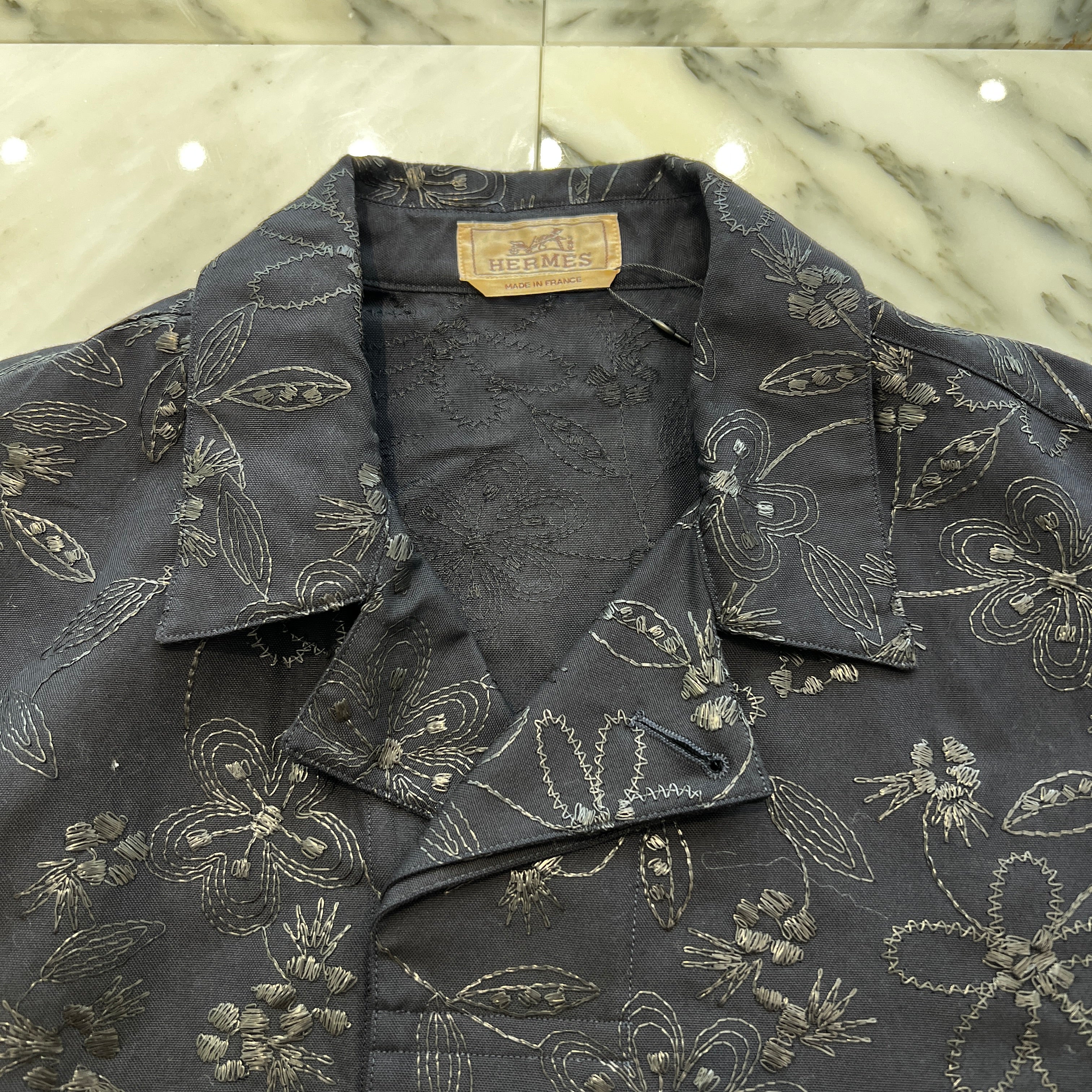 HERMES 2024SS Flower Print Corduroy Shirt Jacket Size 50 エルメス フラワープリント コーデュロイ シャツ ジャケット サイズ50