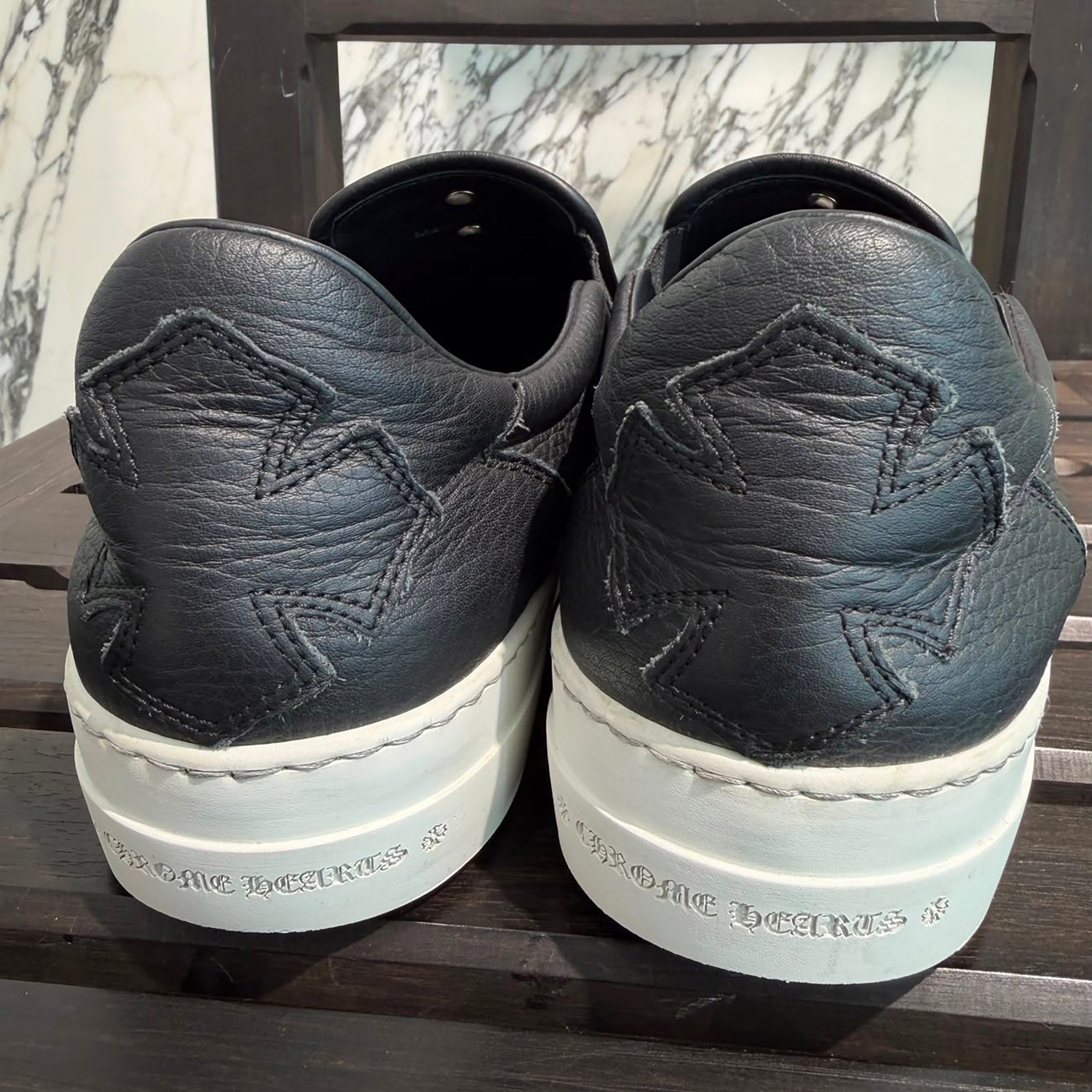 CHROME HEARTS CH Plus Leather Patch Dagger Slip On Size 41(約26.0cm 〜 26.5cm) クロムハーツ CHプラス レザーパッチ ダガー スリッポン サイズ41(約26.0cm 〜 26.5cm)