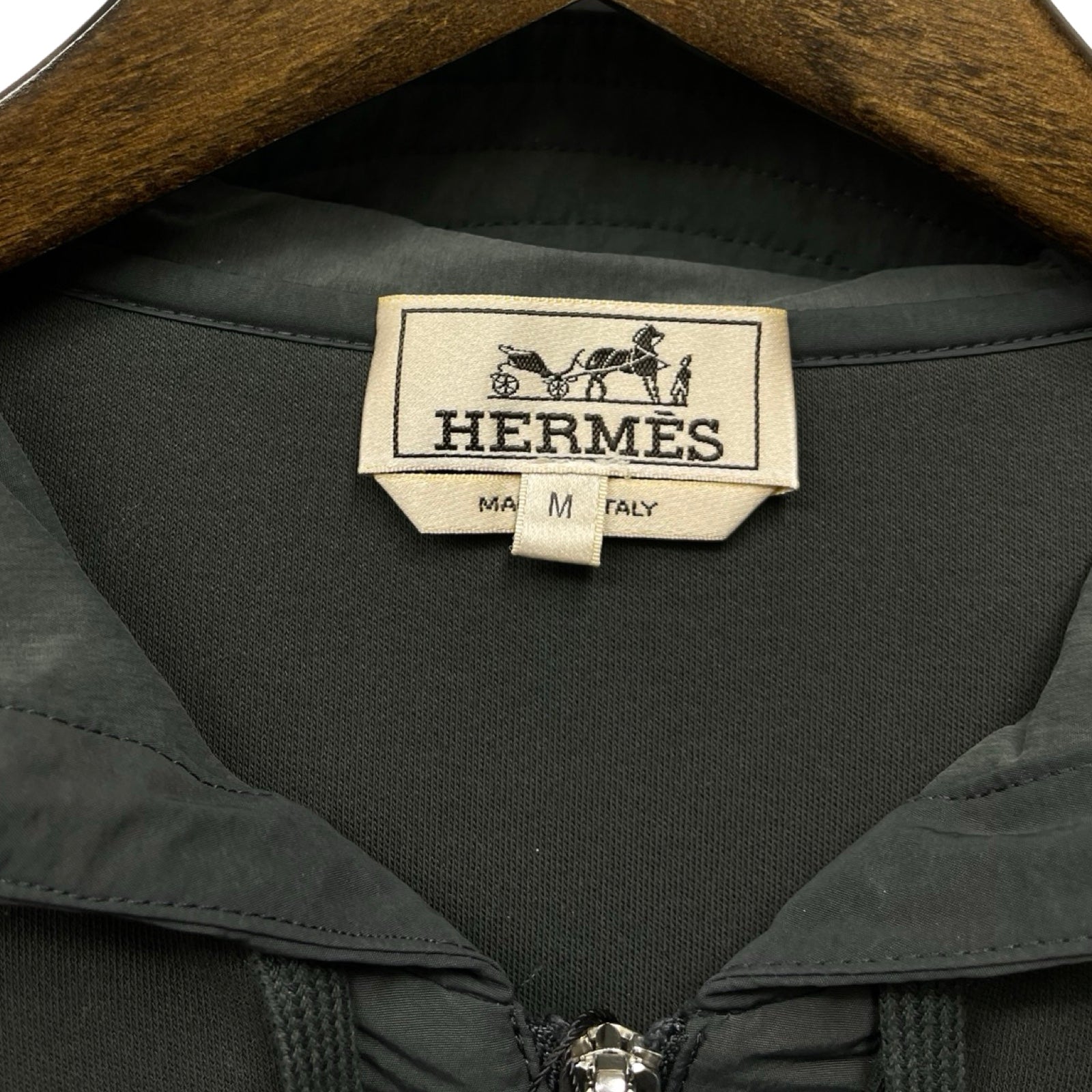 HERMES Double Game Nylon Hooded Zip-Up Sweatshirt Size M