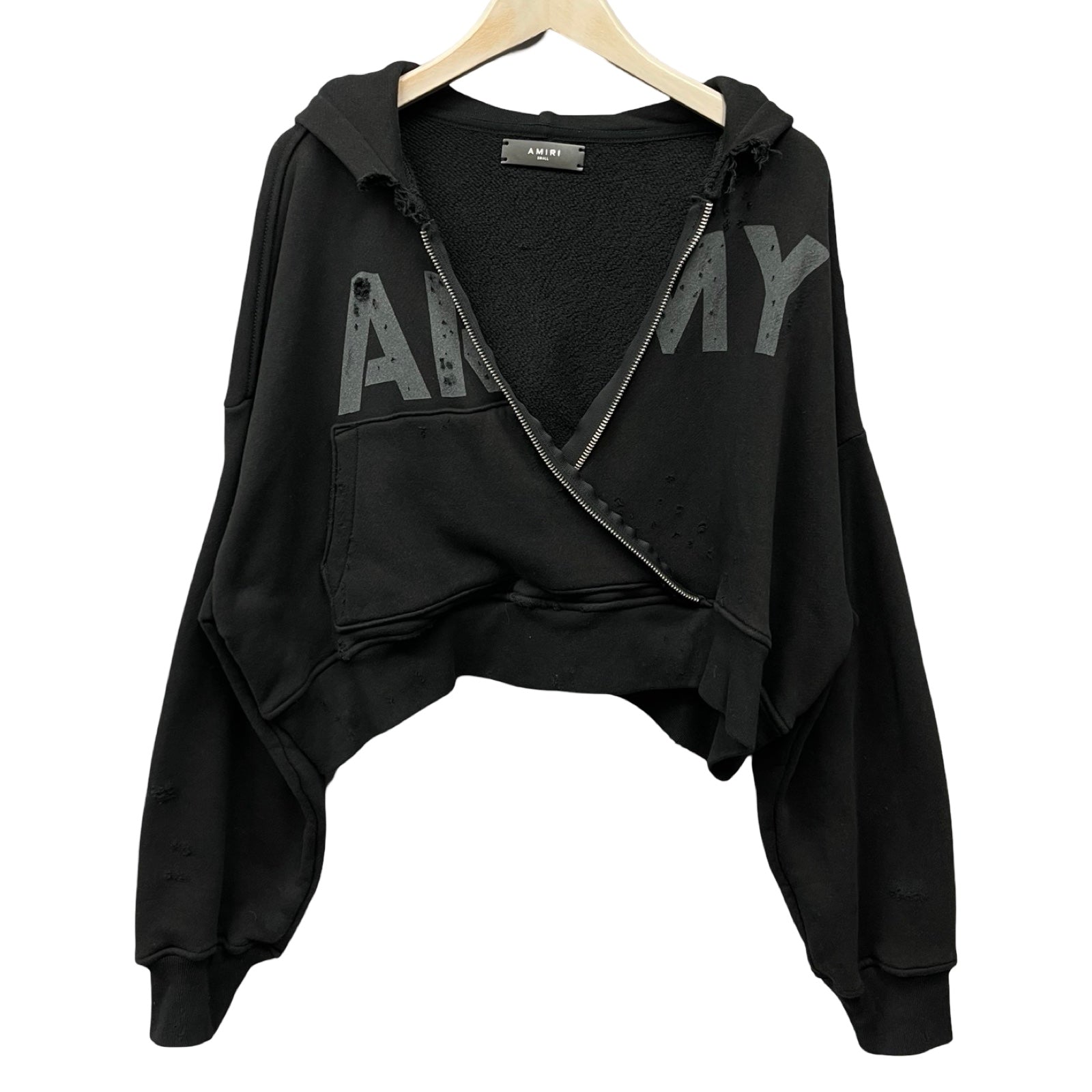 AMIRI Cropped Damage Destroy Hoodie Zip-Up Motif Size S